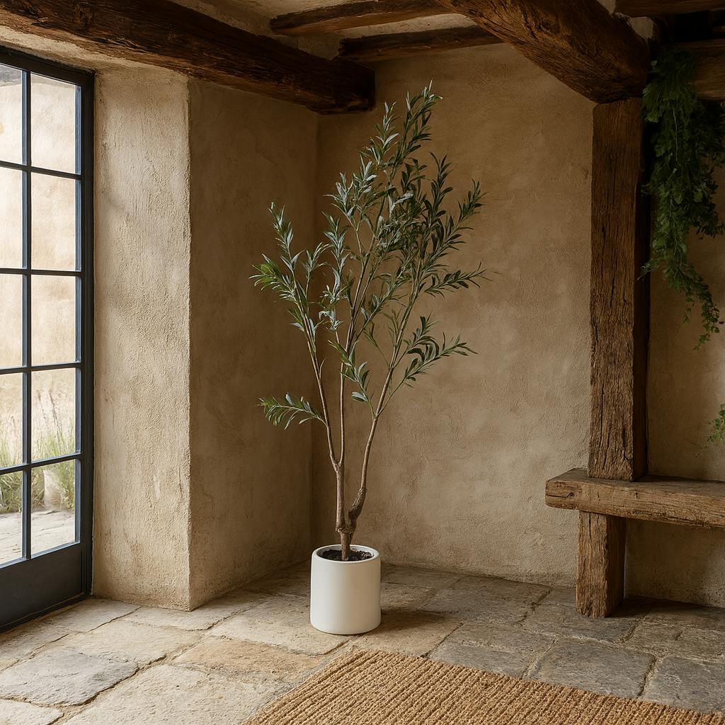 B&Q -  210Cm Artificial Olive Tree In White Ceramic Pot - Image 3