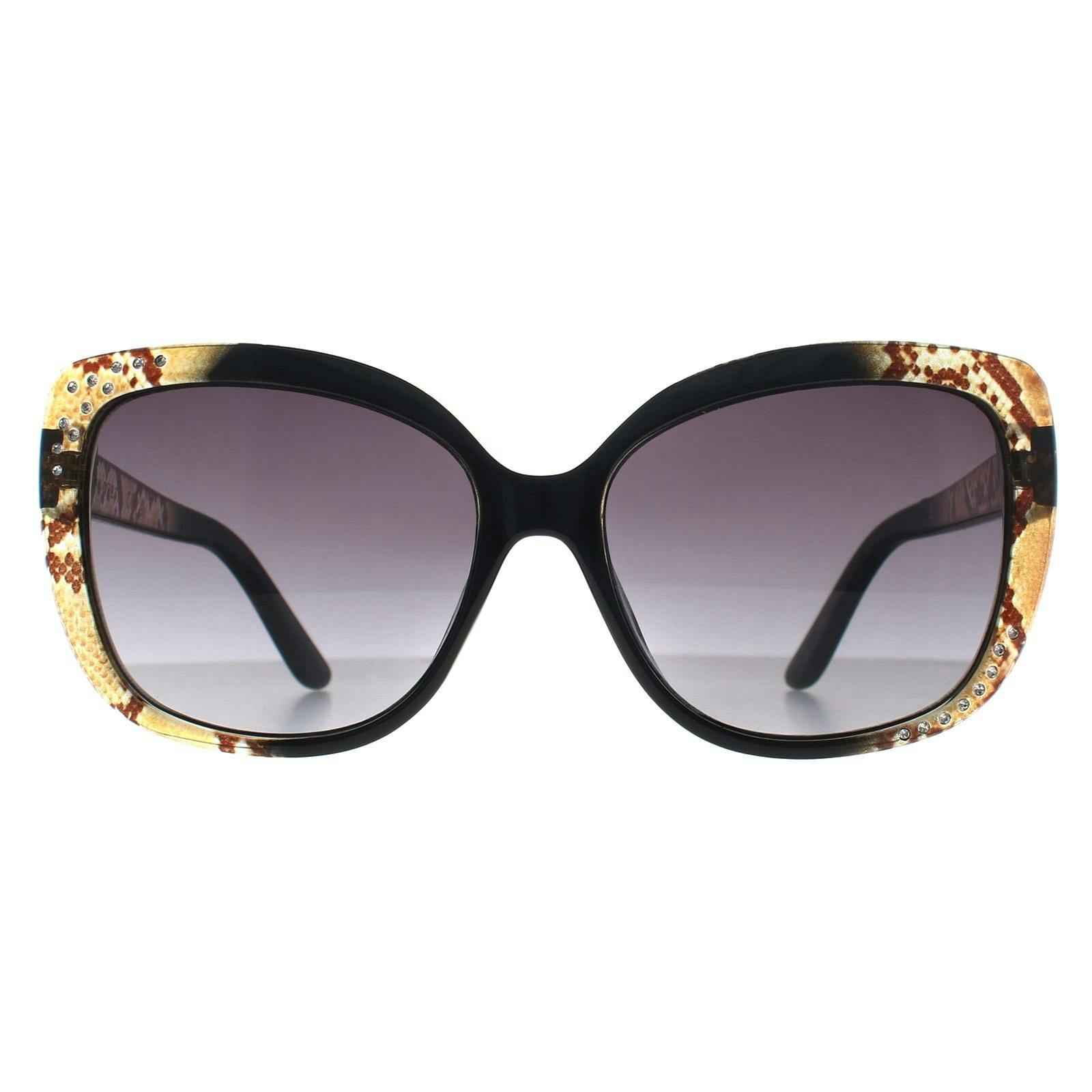 Guess Black/Grey Sunglasses Gf0383 05B Fade Snakeskin Smoke Gradient