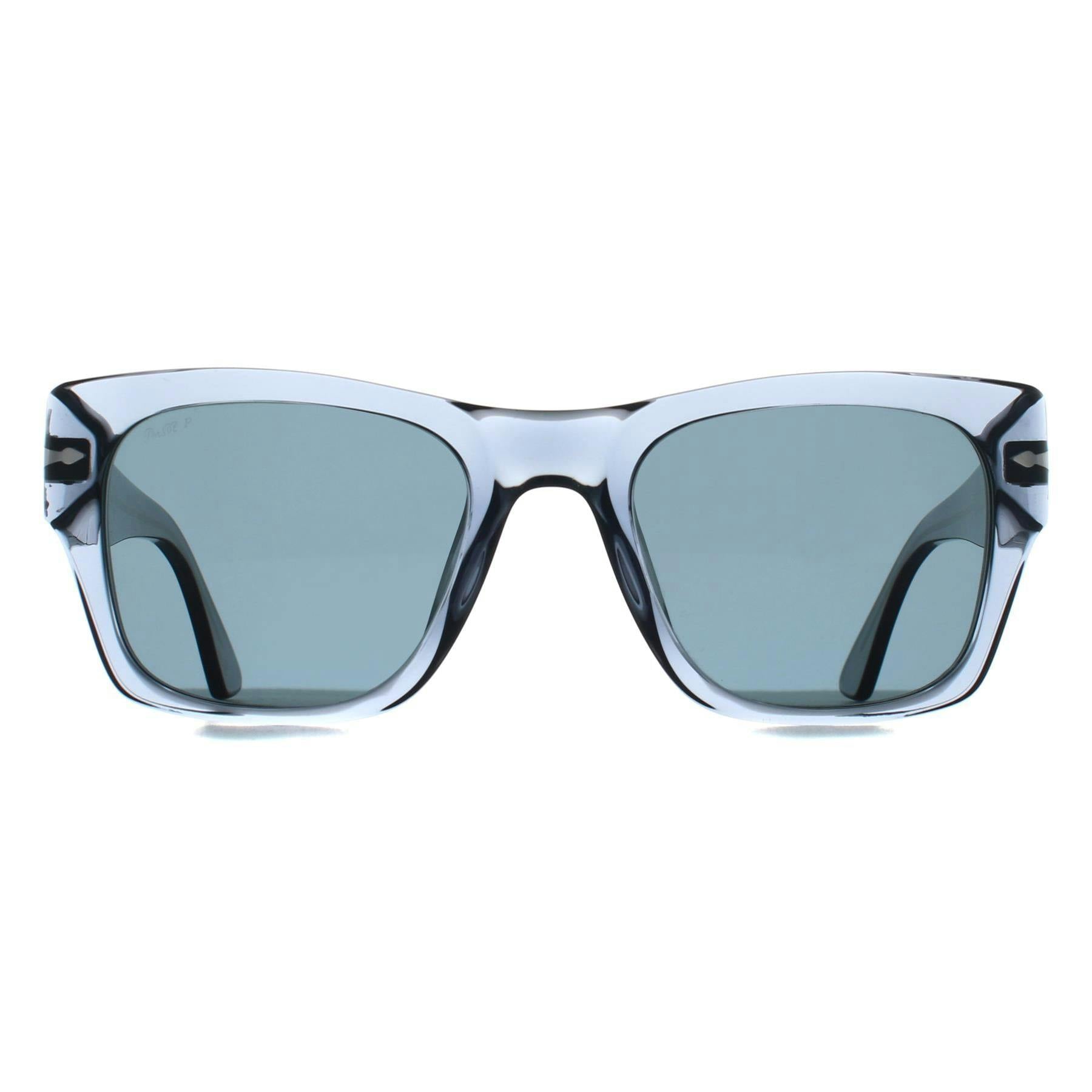 Persol Unisex Square Transparent Ocean Dark Blue Polarized PO3384S Sunglasses - Image 6