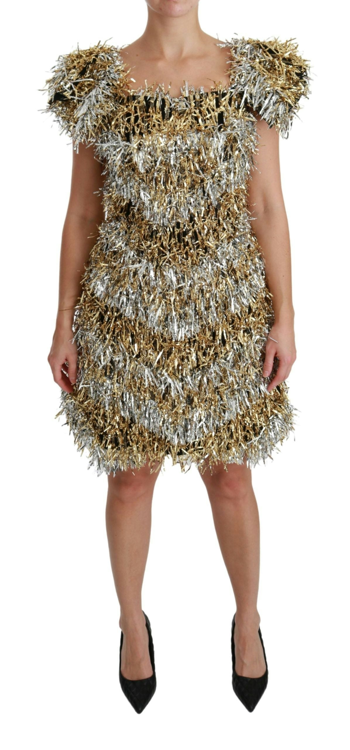 Dolce & Gabbana Women's Gold/Silver Fringed Mini Dress - Size 40 It