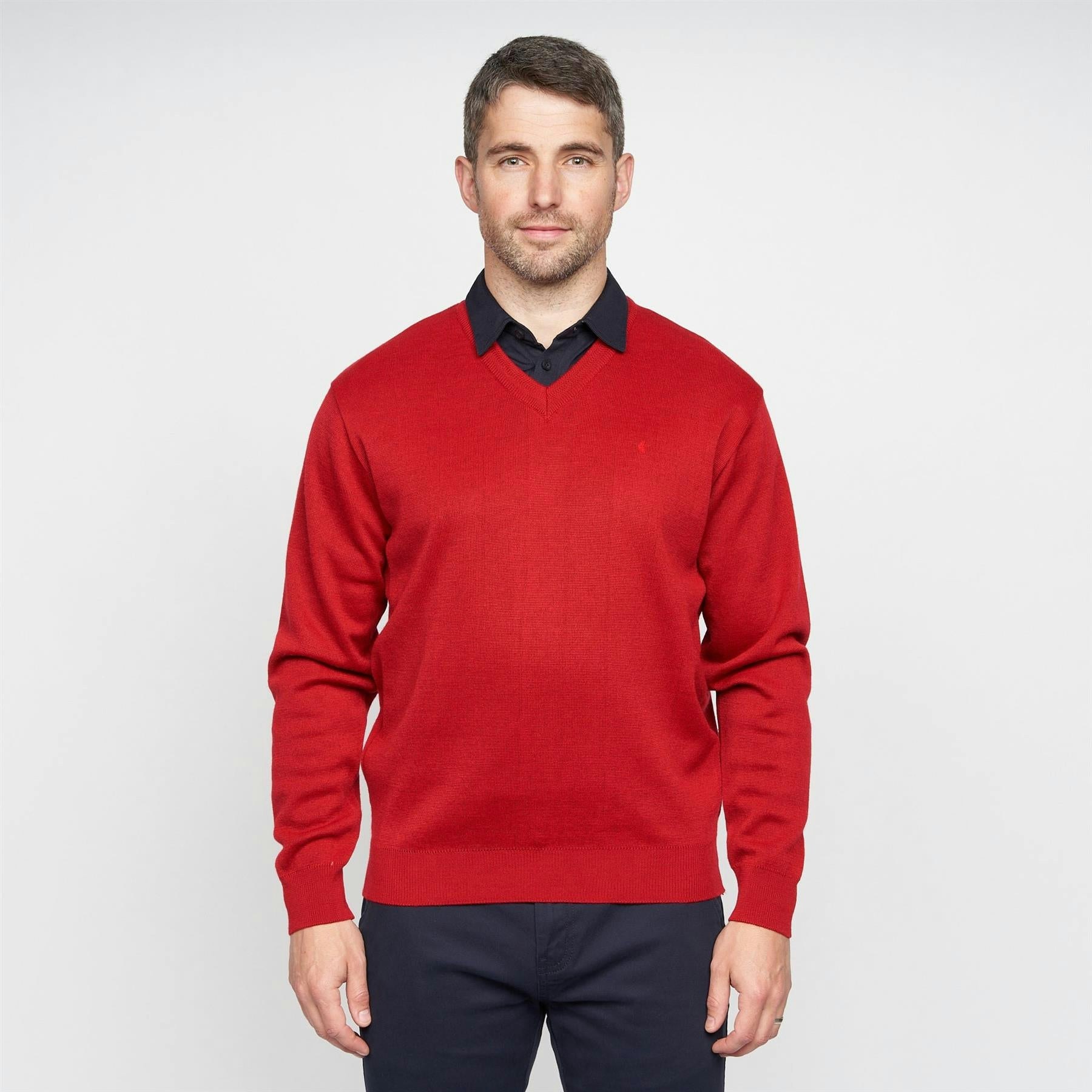 Gabicci Men's Red G00k01 Vee Neck Sweater Classic - S