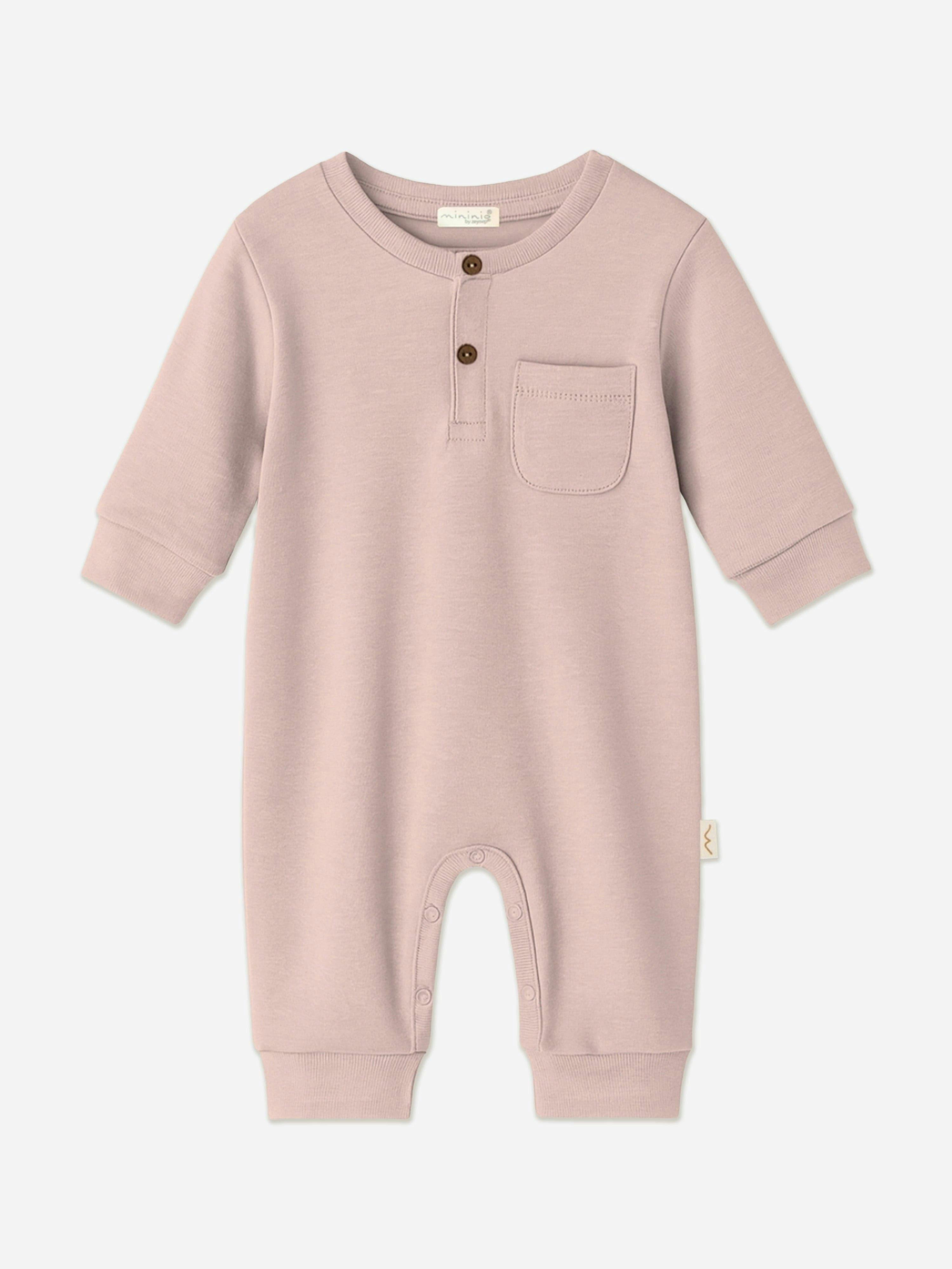 Mininio Women's Pink Baby Girls Organic Cotton Romper In - 9 - 12 Mths