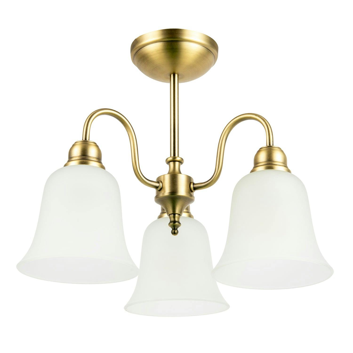 Rackhams Light Classic And Ornate Aged Brass Ceiling Fitting With Glass Shades