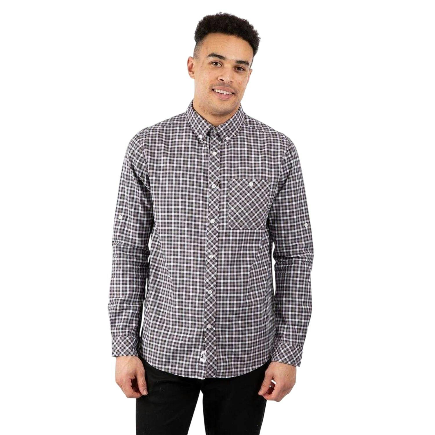 Trespass Men's Grey Checked Regular Long-Sleeved Shirt - S - 100% Cotton