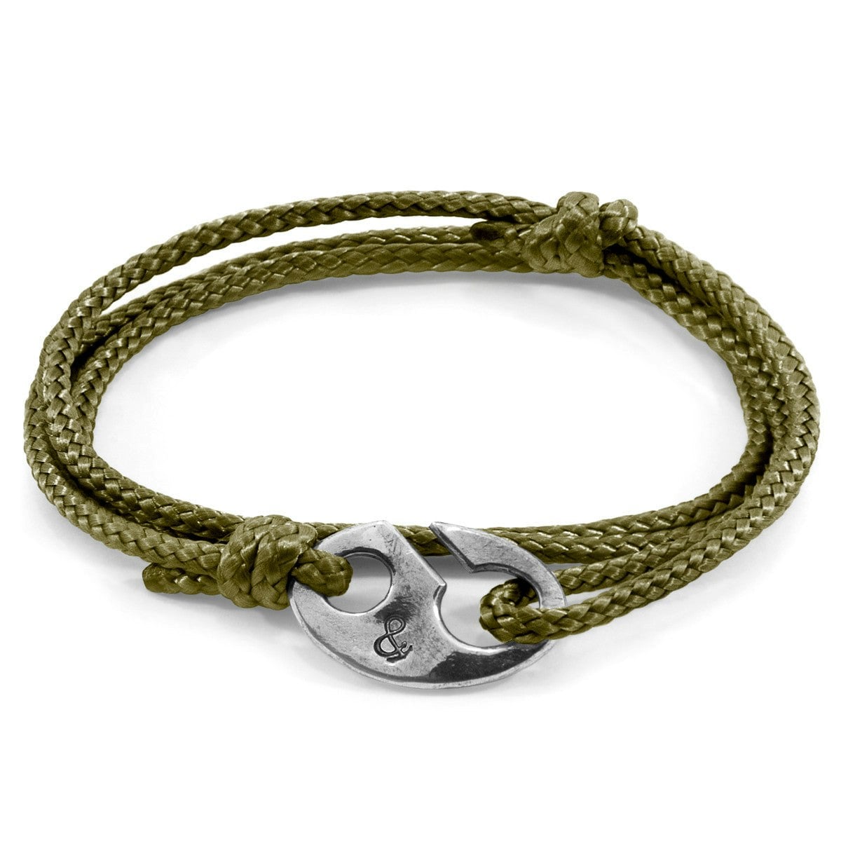 Anchor & Crew Green/Silver Khaki Windsor And Rope Bracelet