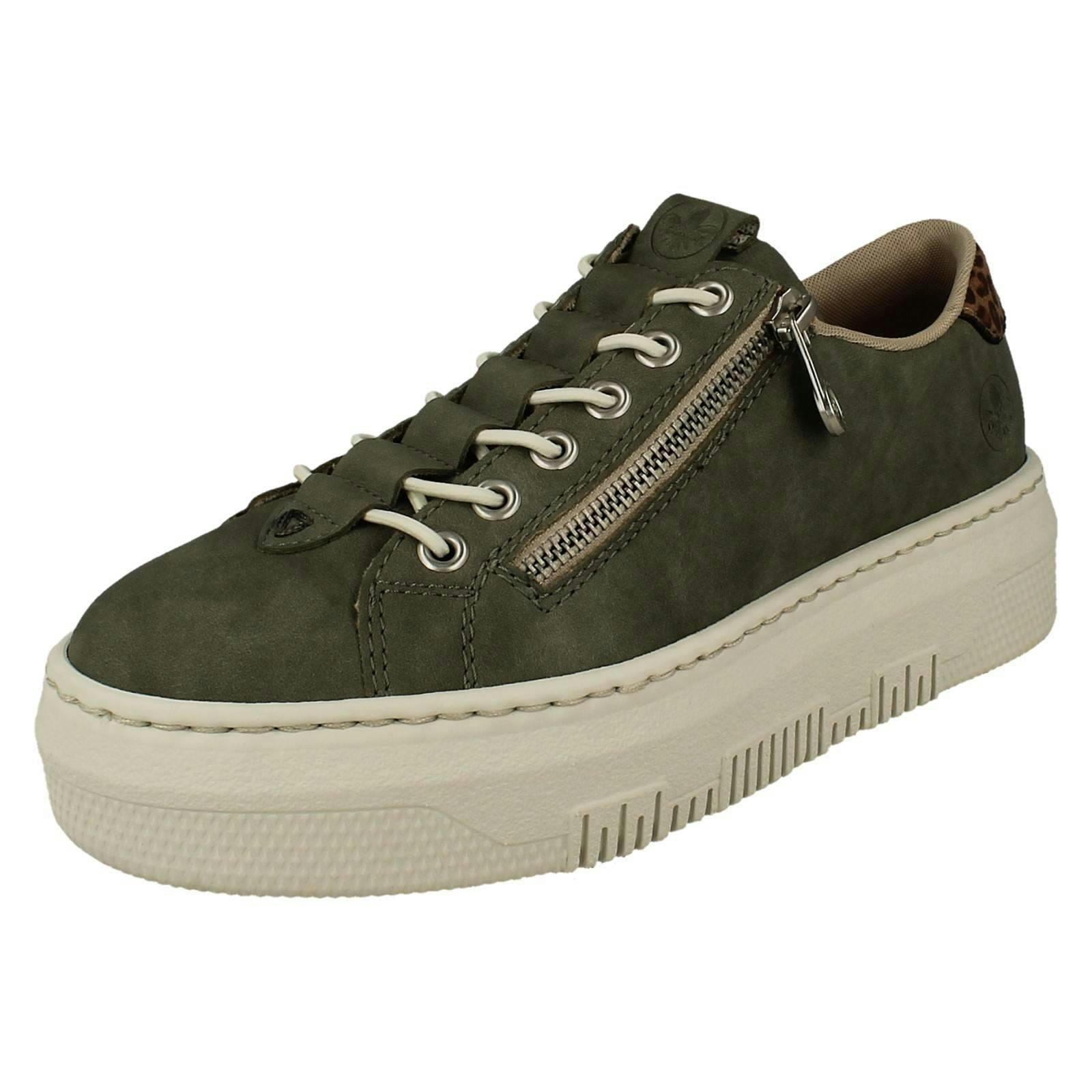 Rieker Women's Green Elasticated Lace Trainer M1952 - Uk 3.5