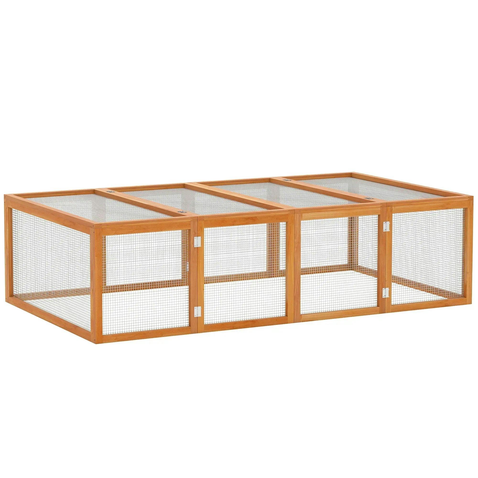 Bobobiy Wooden Rabbit Hutch Cage 6Ft With Wire Mesh, Openable Roof, Play Space For Outdoor, Natural Wood Finish