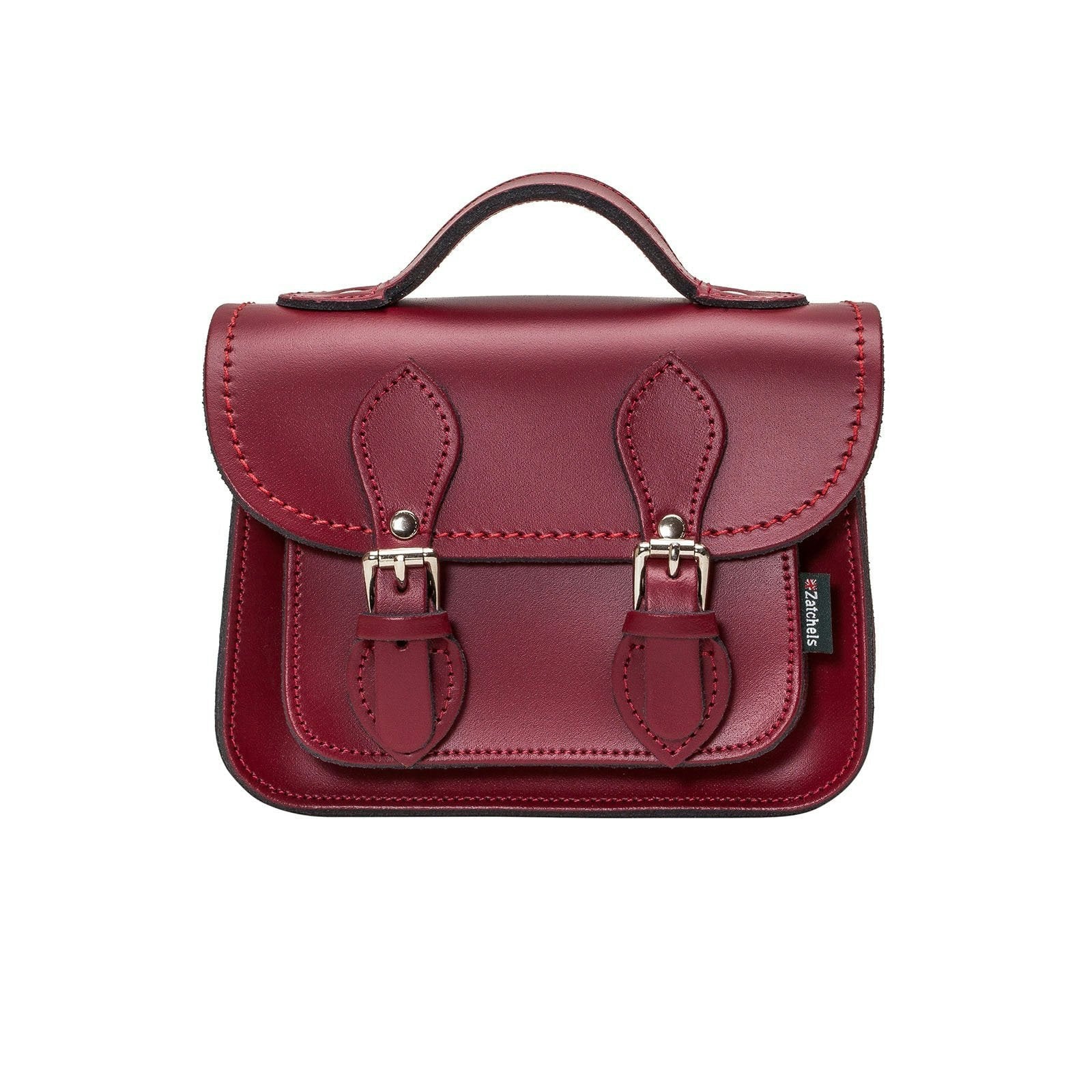 Zatchels Light/Silver Handmade Leather Micro Satchel - Oxblood - Plus