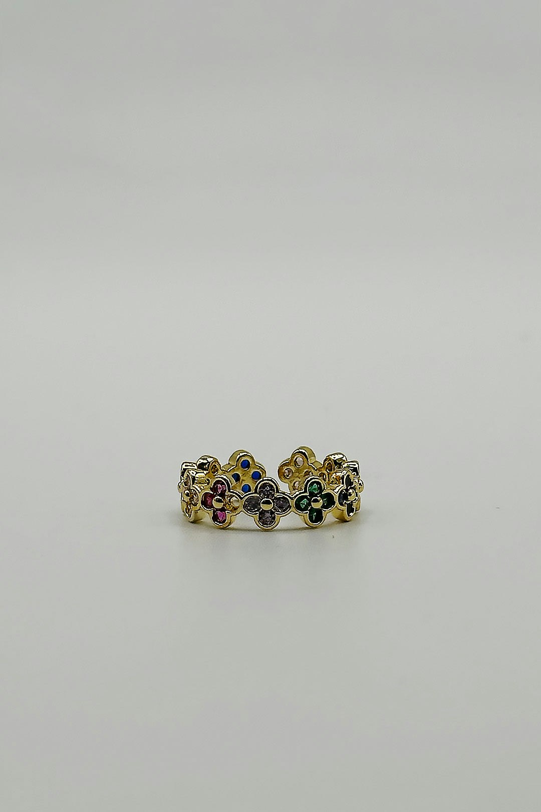 Svnx Gold Diamante Clover Ring - One Size