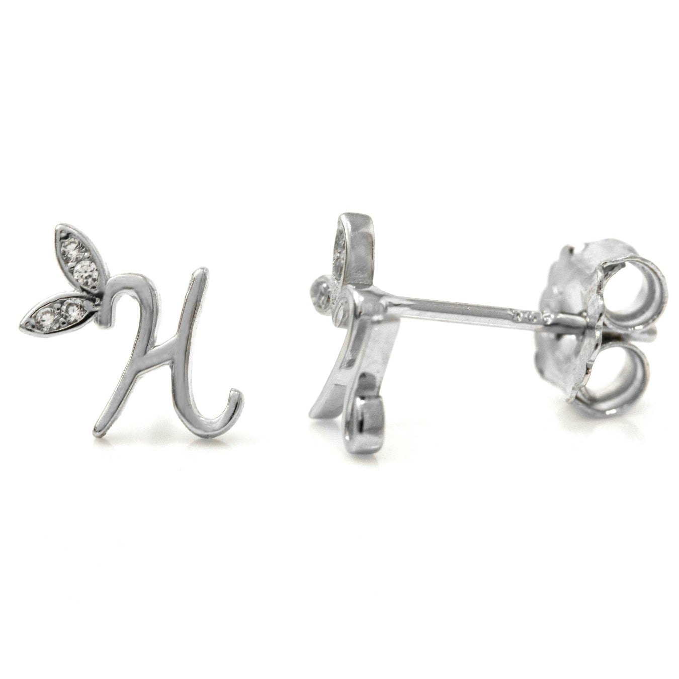 Say It With Silver Winged Initial Earrings - Sterling - H