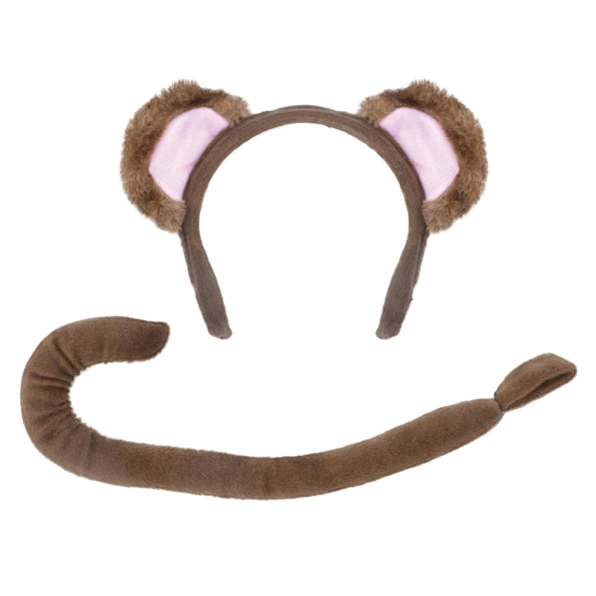 Bristol Novelty Brown Kids Monkey Ears And Tail Accessories Set - One Size