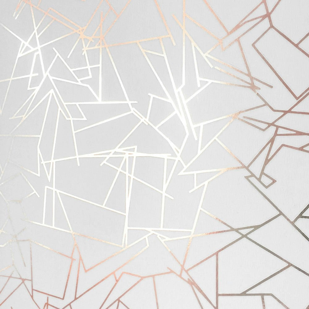 Rackhams White Angles Copper Rose And - 10M Roll
