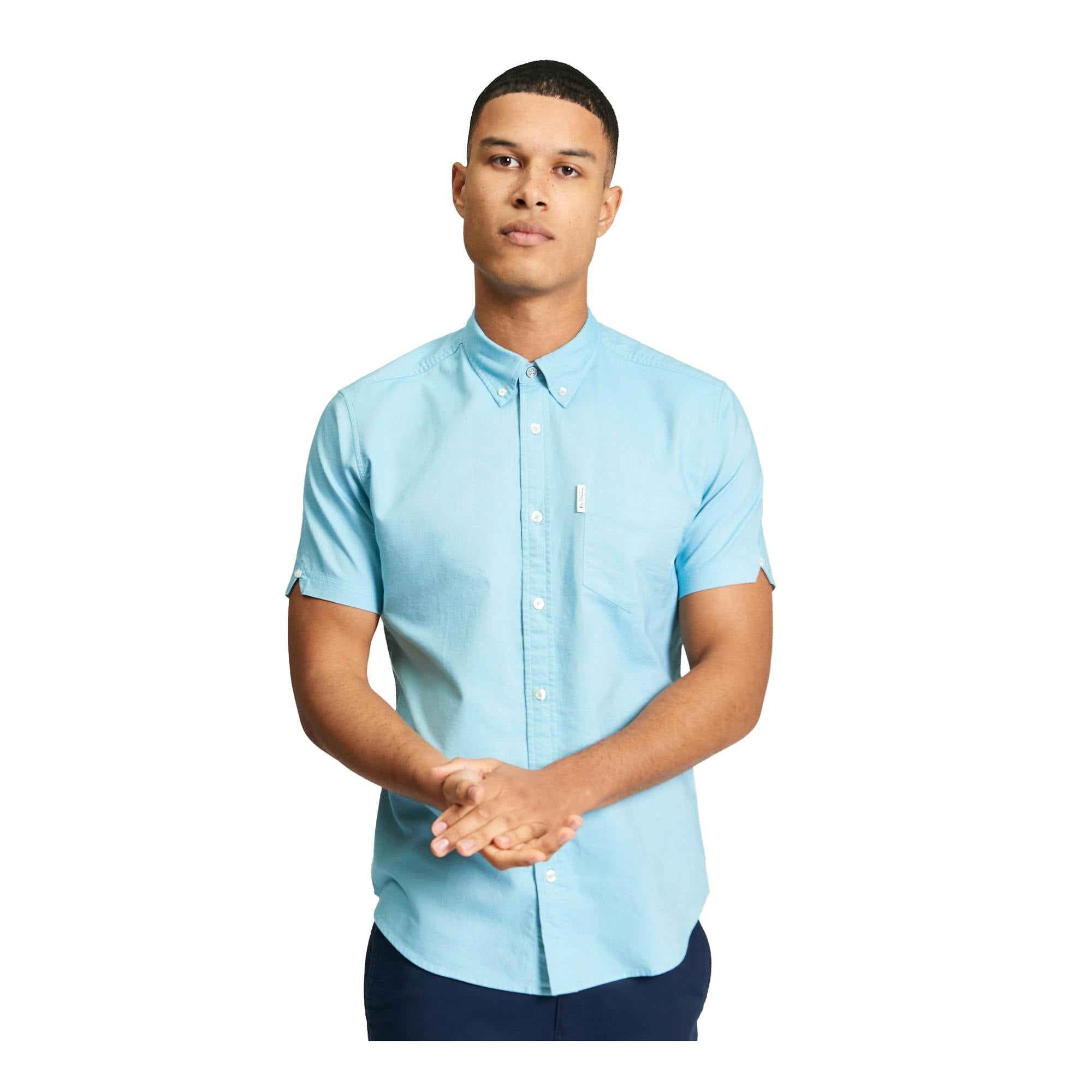 Ben Sherman Men's Blue Signature Oxford Short-Sleeved Shirt - Xl - 100% Organic Cotton