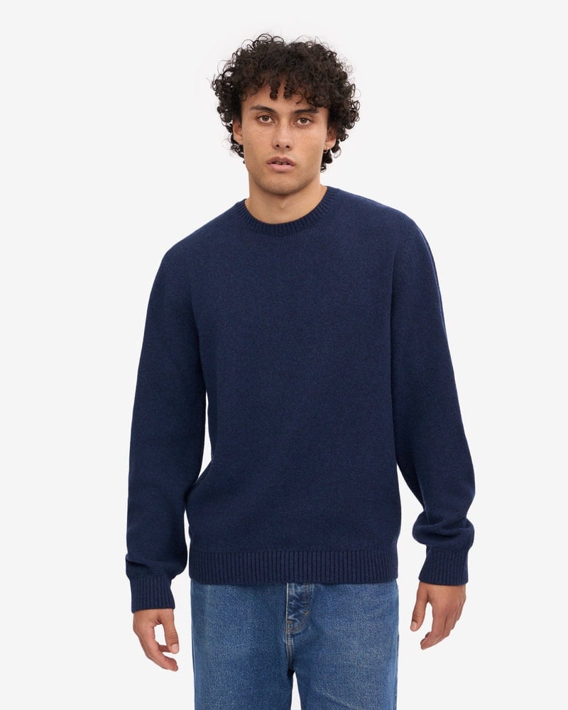 Colorful Standard Classic Merino Wool Crew Neck Jumper - Navy Blue - Men's Size M - Image 3