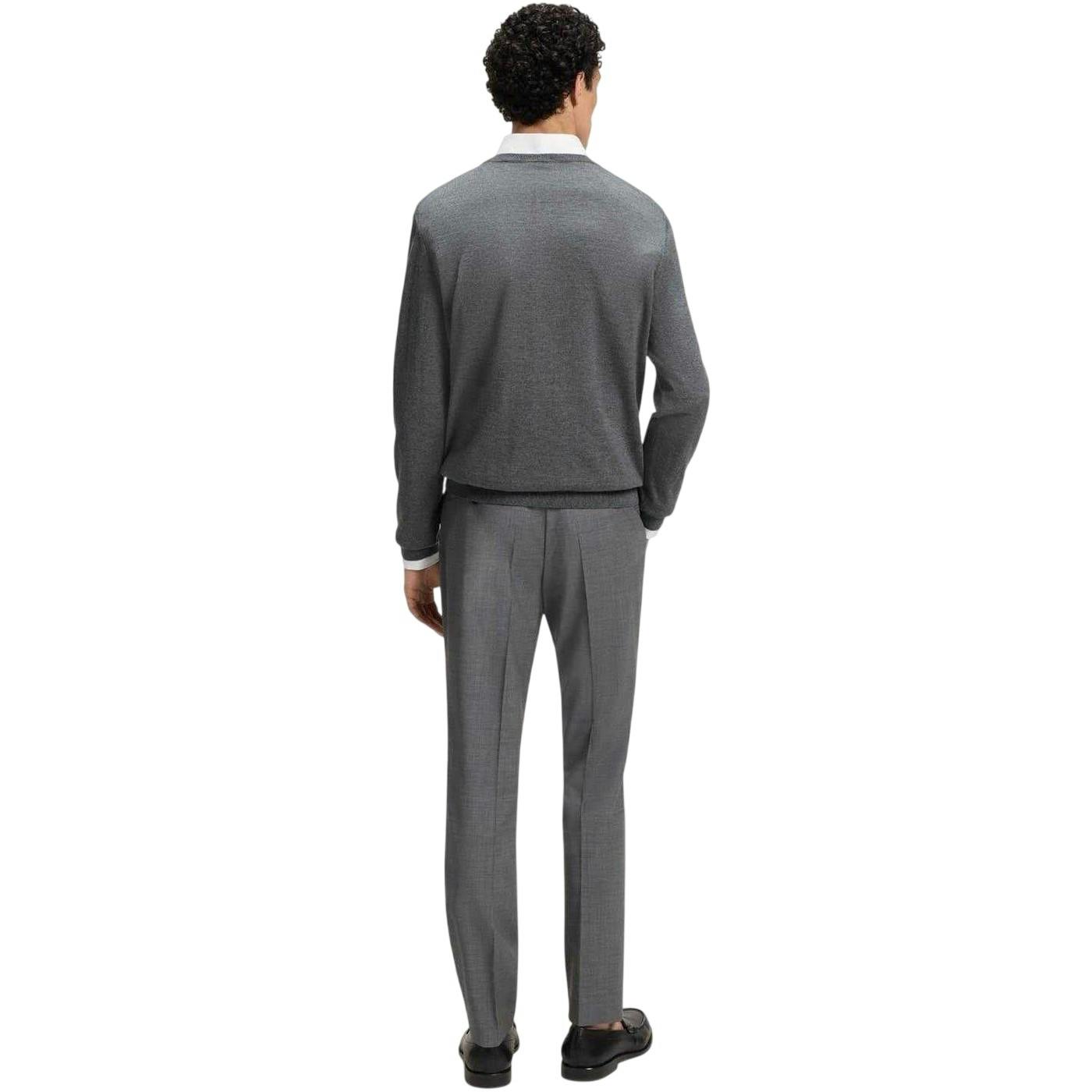 Boss Men's Grey Knitted Regular Formal Pullover - Medium - Xxl - Medium - 100% Mixed