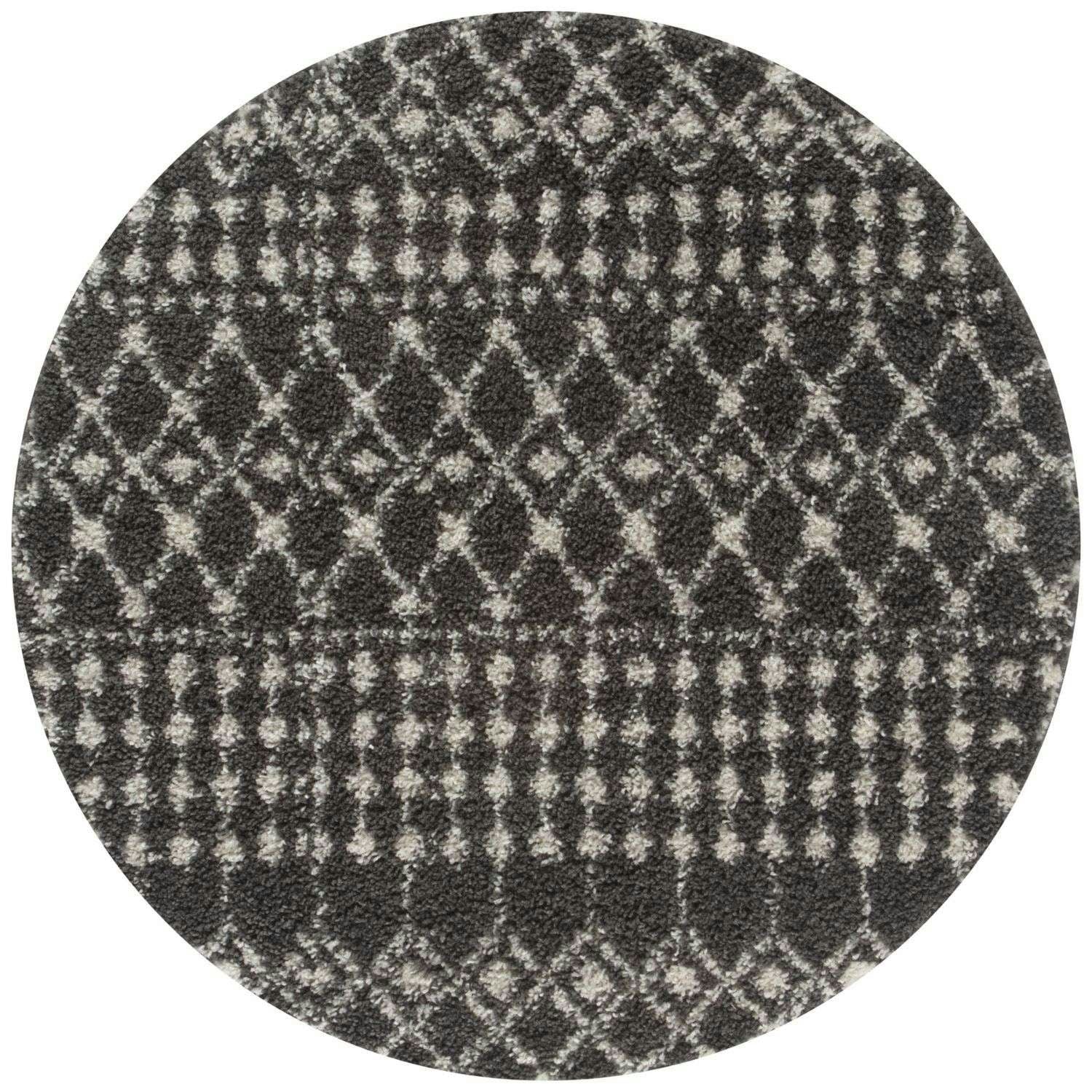 Rackhams Dark/Grey Moroccan Shaggy Rug | 1040 - Ø 120 Cm