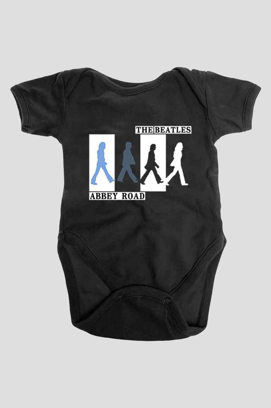 Paradiso Clothing Black The Beatles Abbey Road Crossing Colours Baby Grow - X-Small (0 - 3 Months)