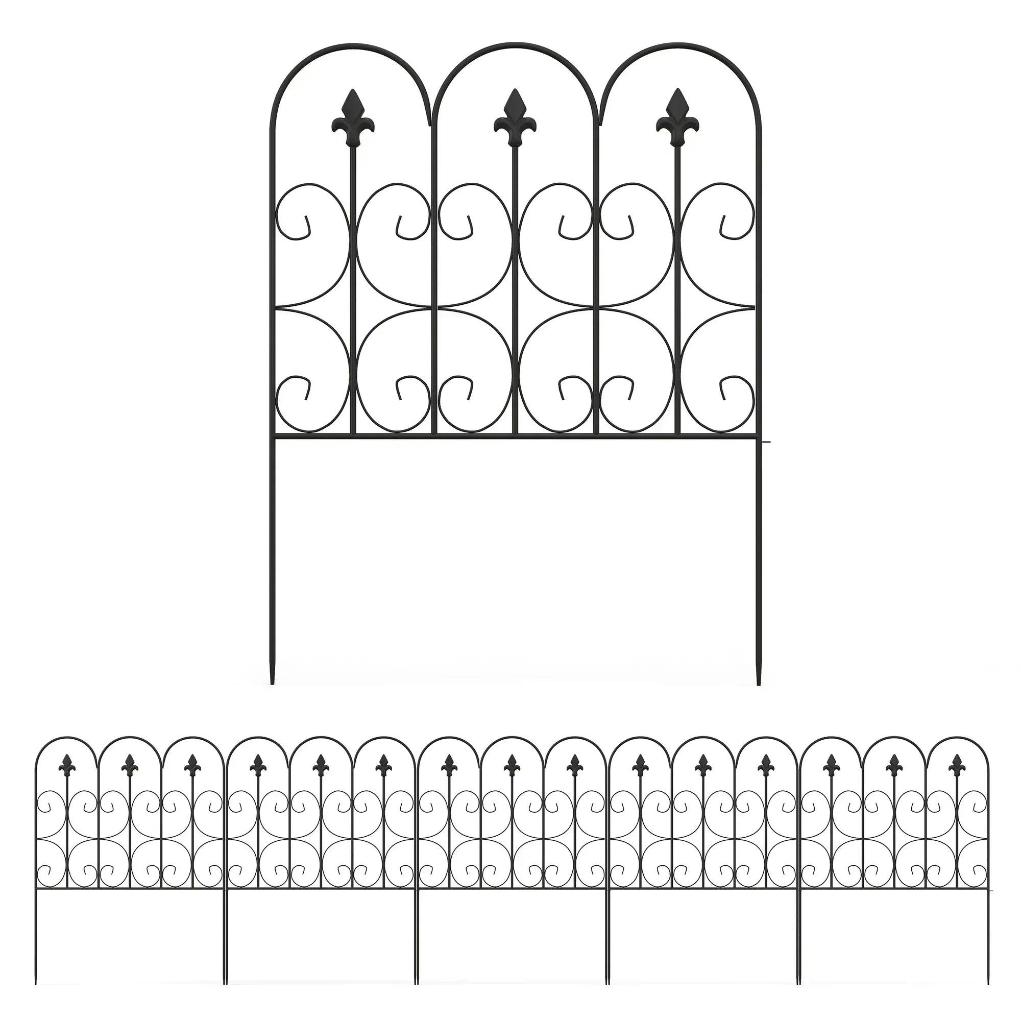Outsunny 5Pcs Decorative Garden Fencing Metal Border Edging - Image 6
