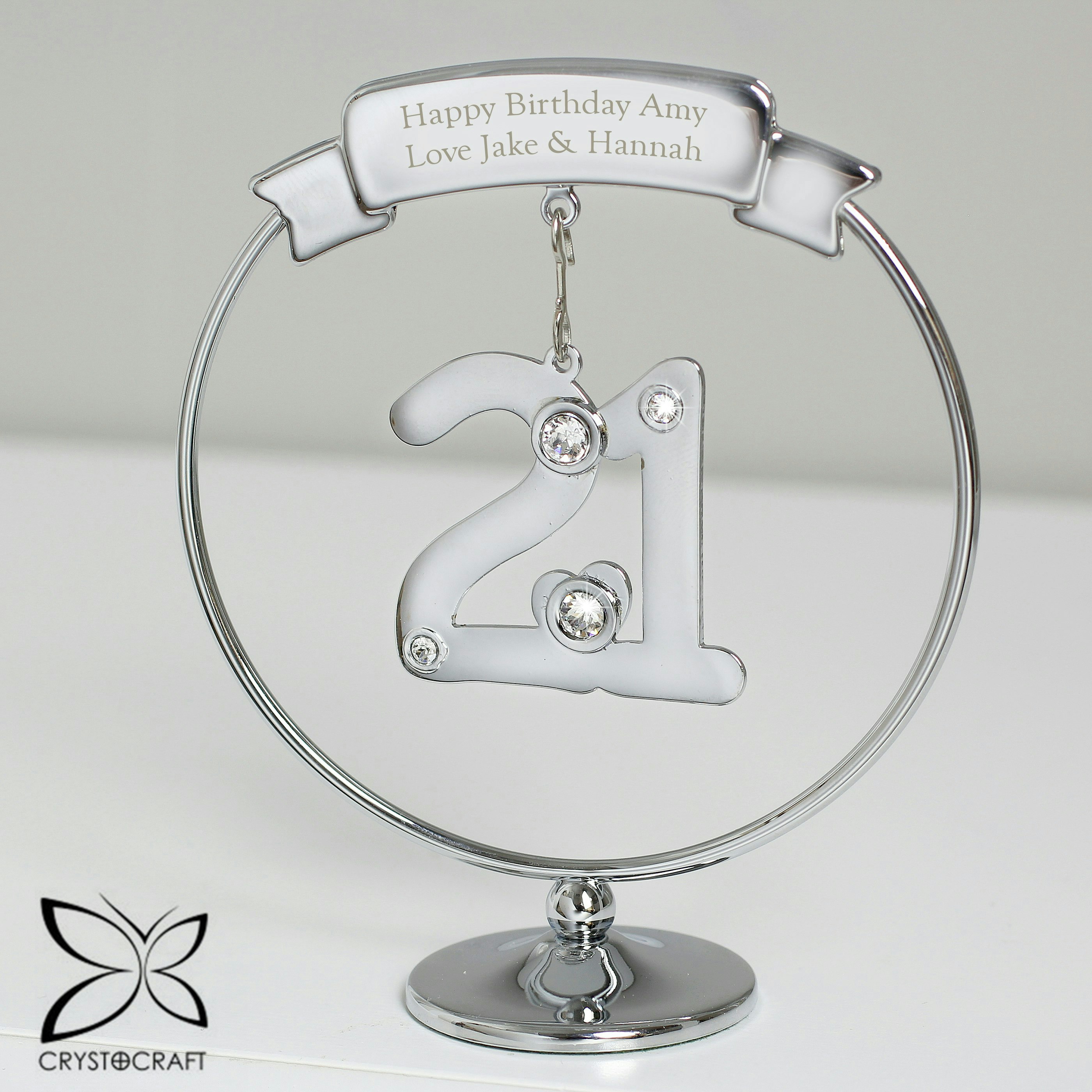 Rackhams Silver/Light Personalised Crystocraft 21St Celebration Ornament