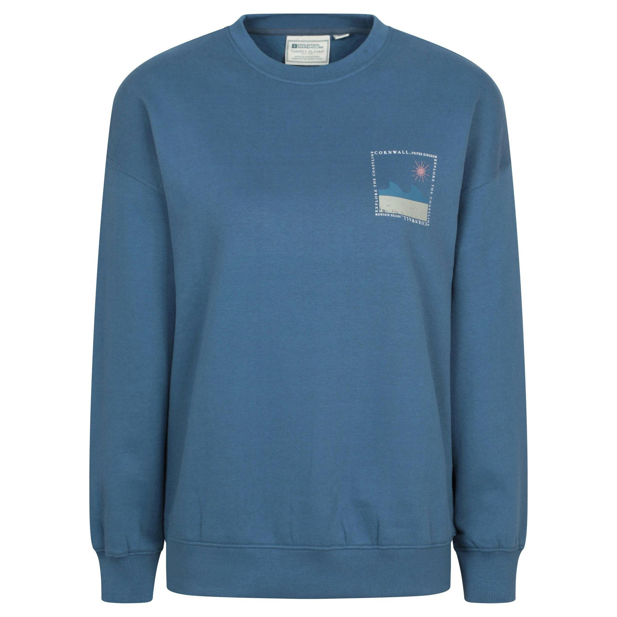 Mountain Warehouse Women's Blue Conwall Graphic Sweatshirt - 10 Uk - 60% Cotton/40% Polyester