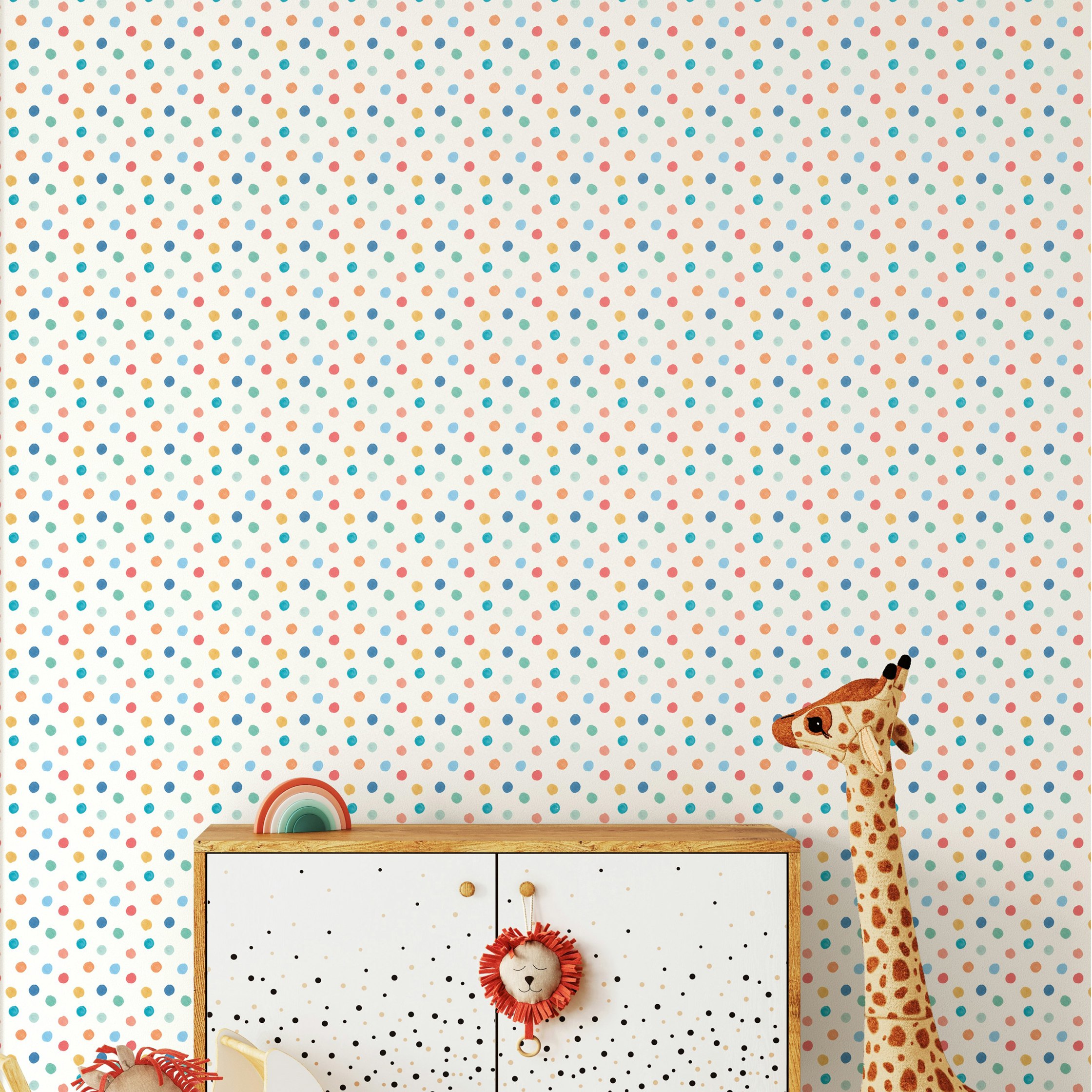 Rackhams Light Dotty - Teal Mix 10M Wallpaper - Teal Mix