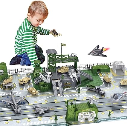 Deao Toys Men's Army Playset Military Base Set With Military Vehicle Weapon Gear Accessories