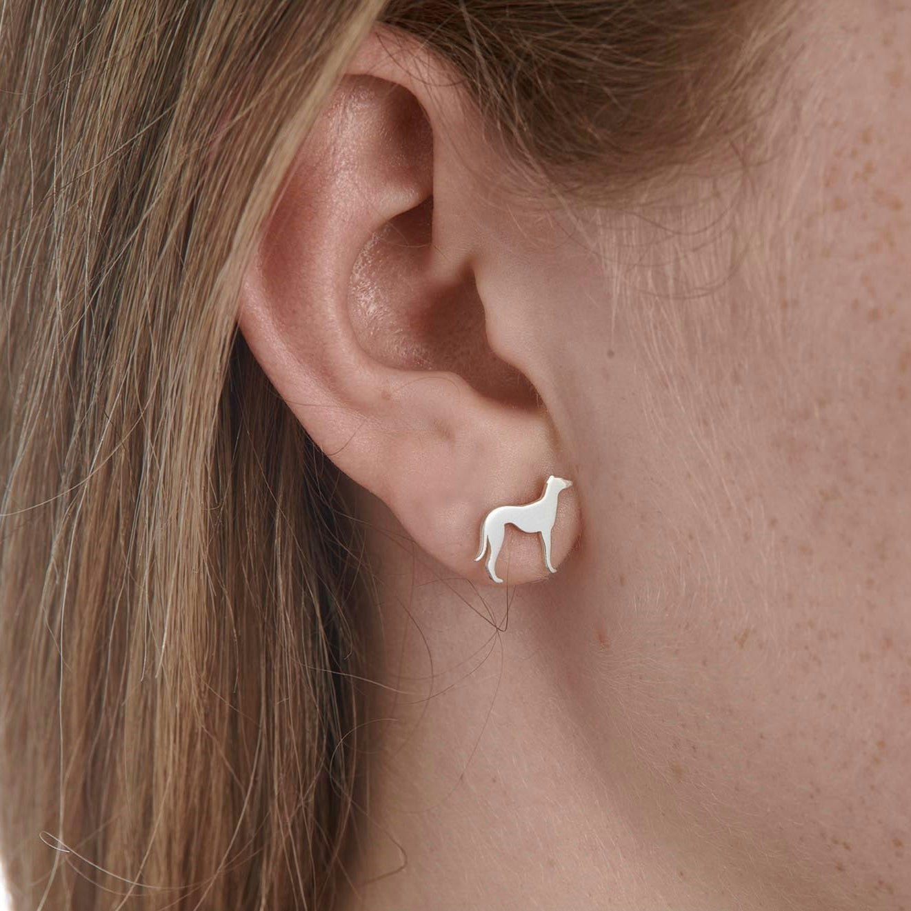 Mylee London Silver Greyhound Stud Earrings - Yes