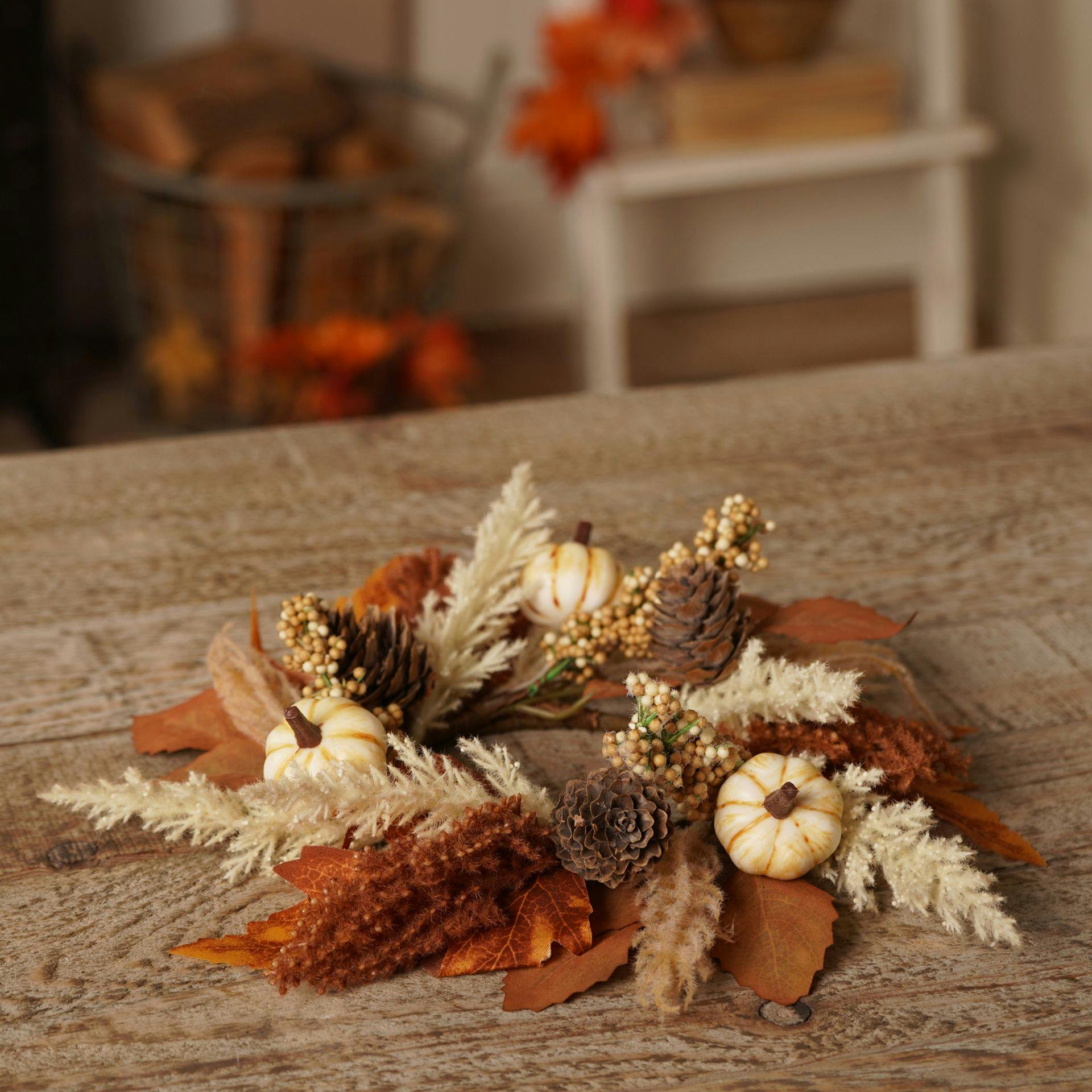 Rackhams Cream/Brown/Orange Neutral Autumn Mini Wreath