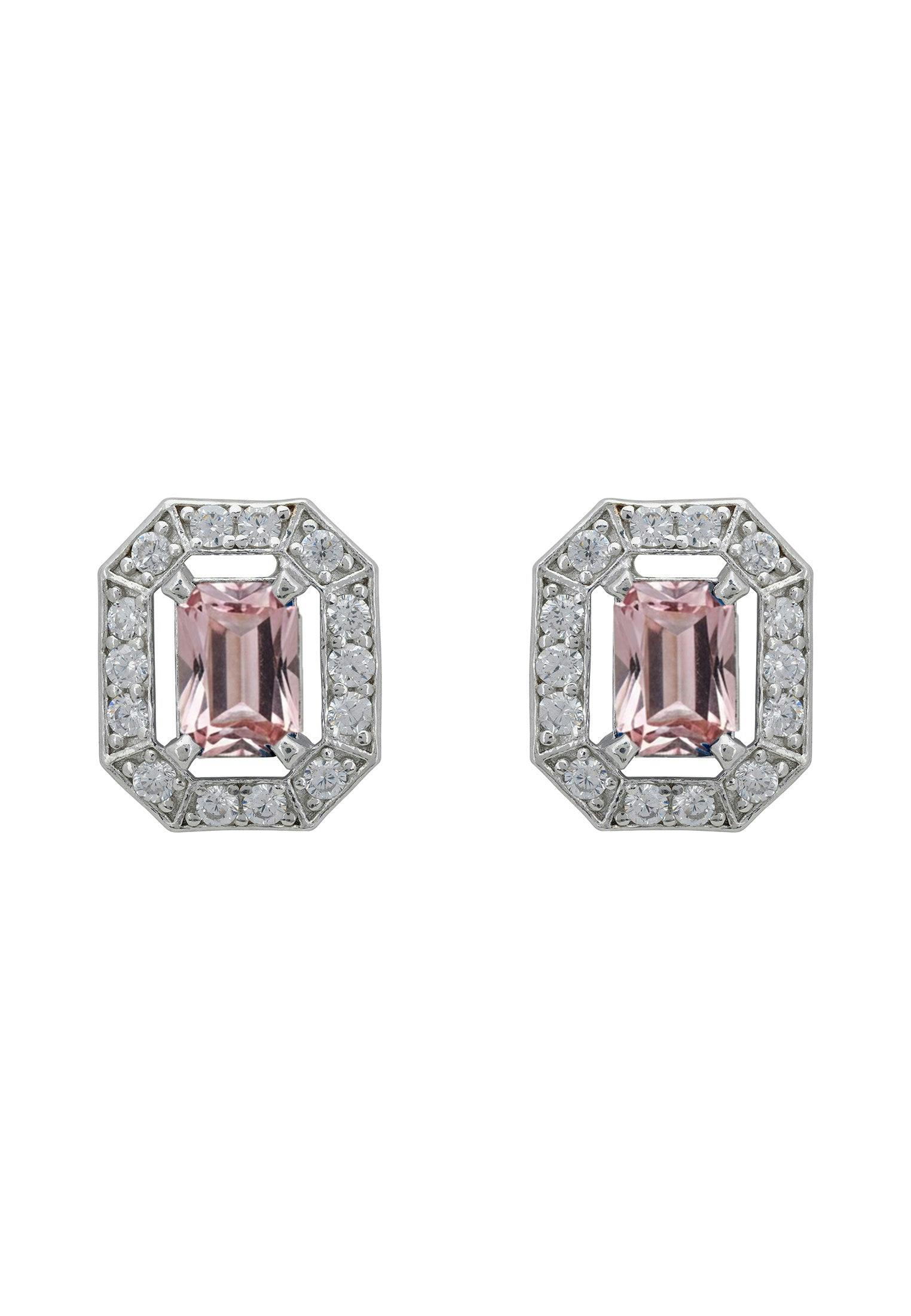 Latelita Silver Whistledown Gemstone Stud Earrings Morganite
