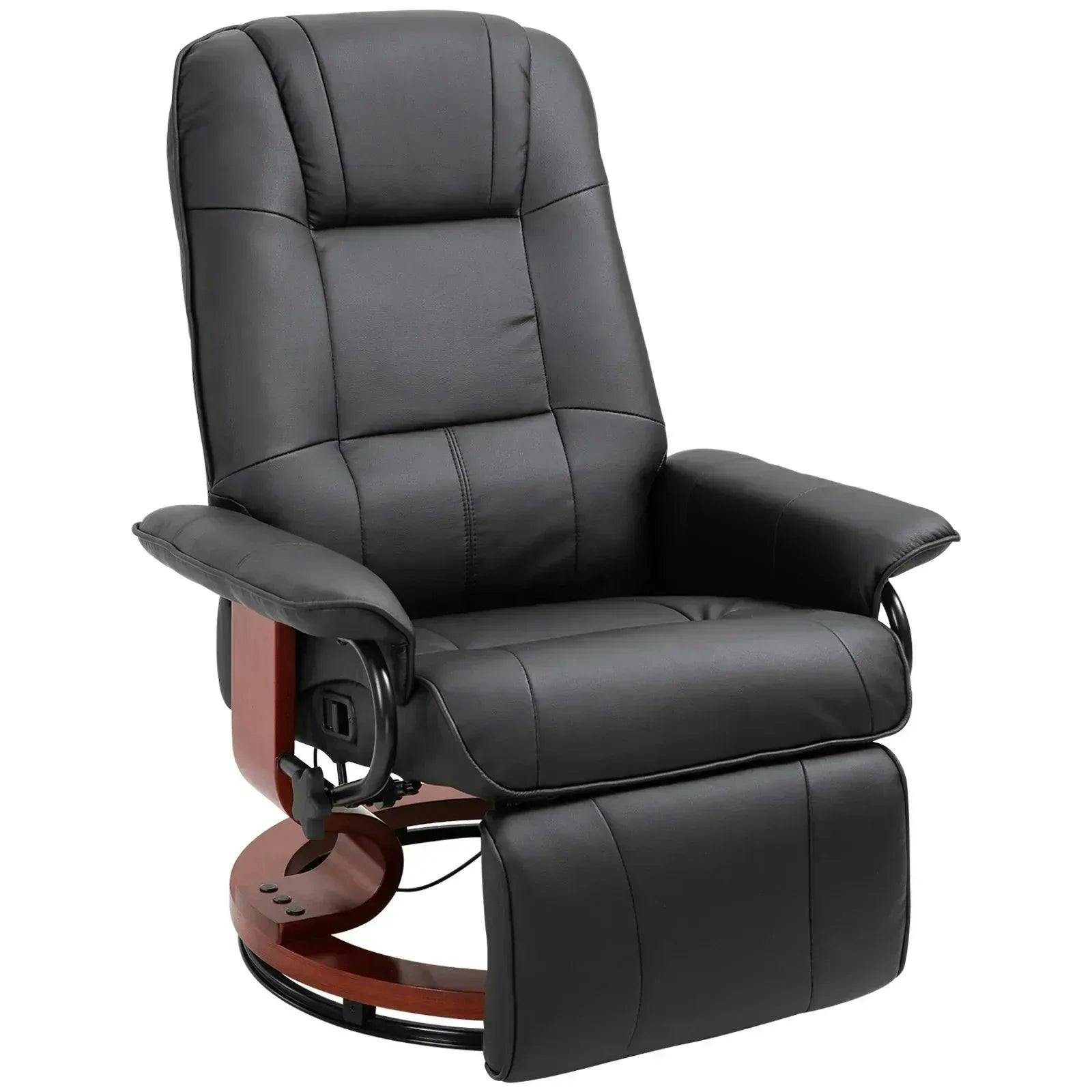 HOMCOM Ergonomic Office Recliner Sofa Chair PU Leather Armchair Lounger in Black - Image 8