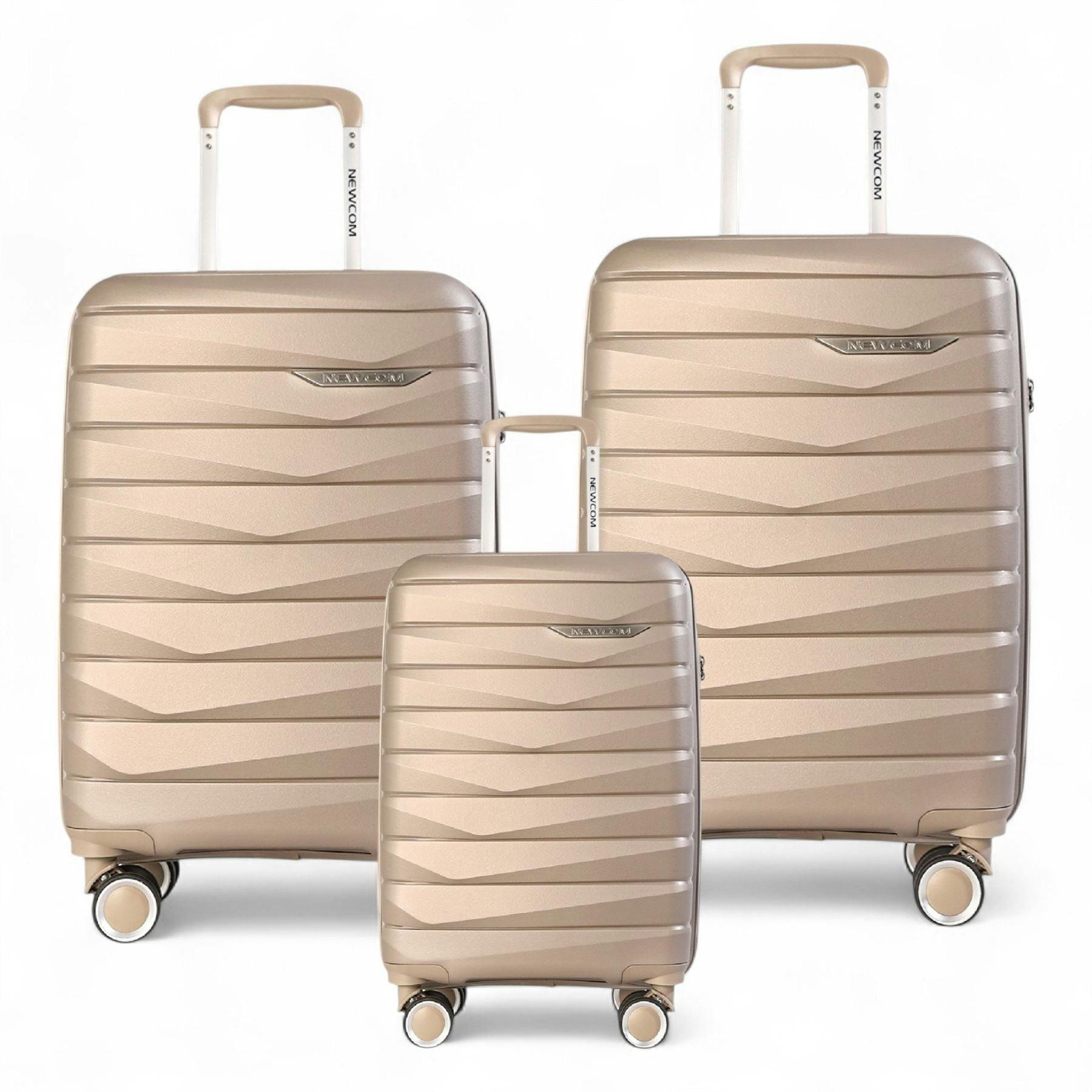 Infinity Luggage Strong Hard Shell Tsa Suitcase Set 8 Wheel Cabin Luggage Holiday Travel Case - Champagne - Cabin