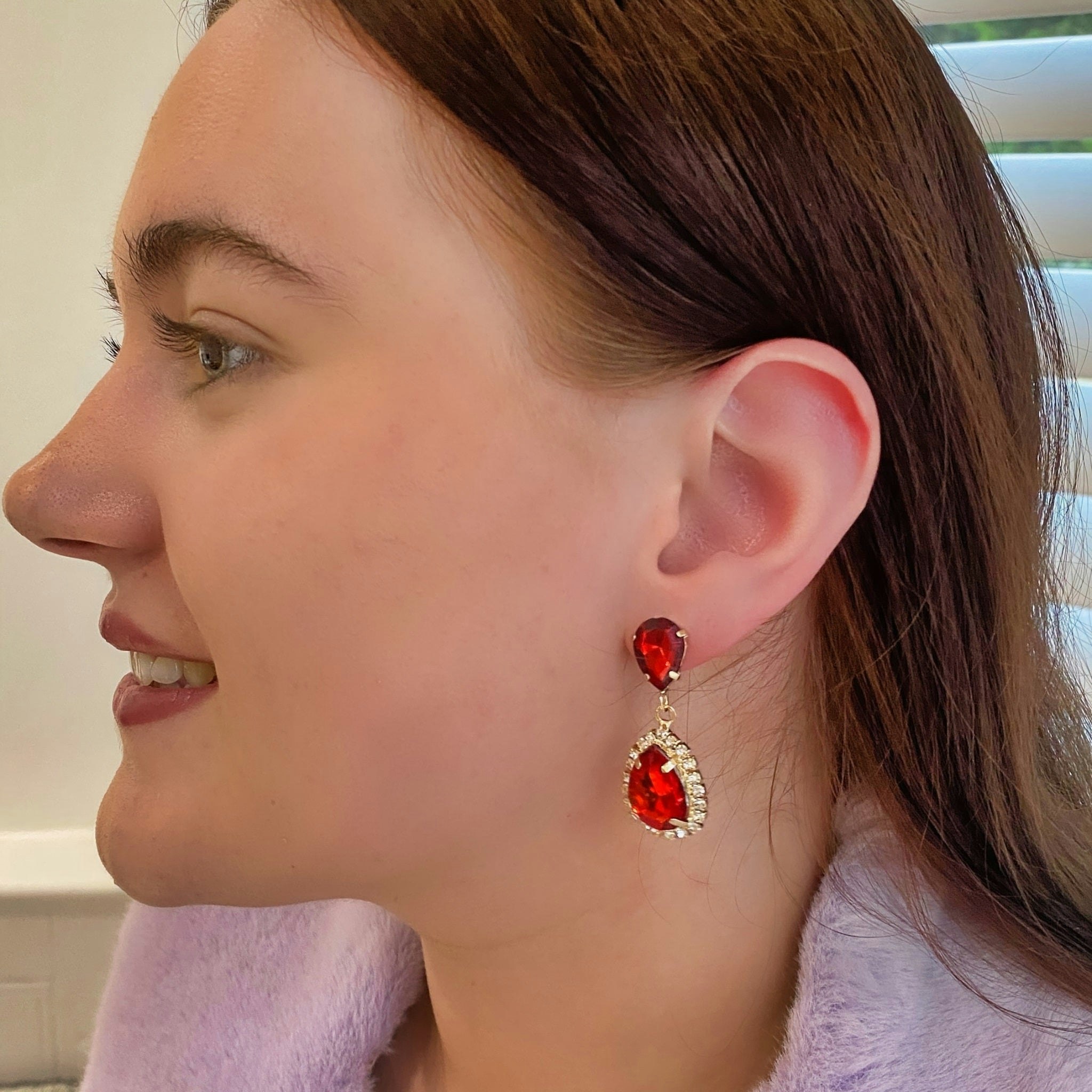 Queenmee Accessories Red Earrings Drop Earrings