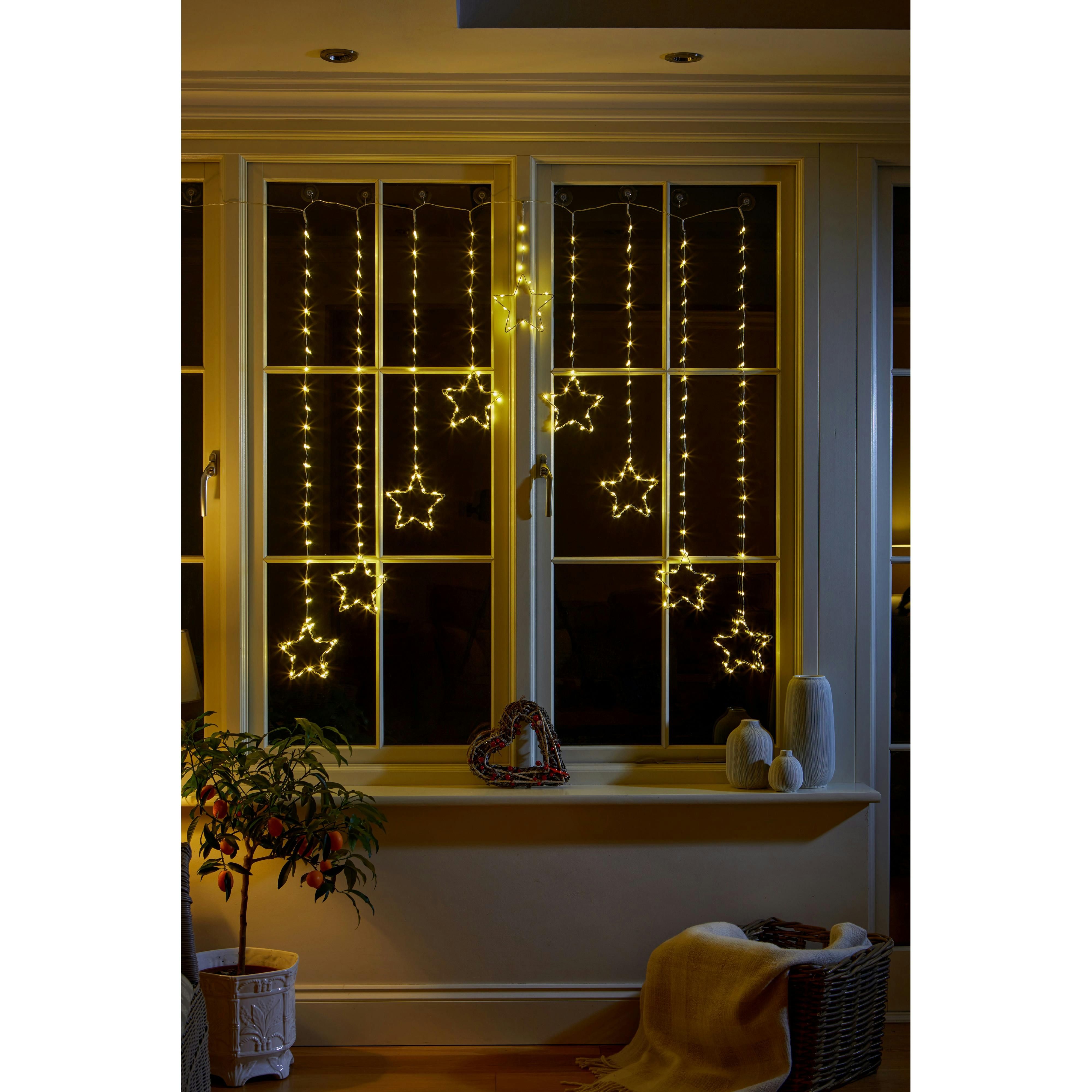 Scotts Of Stow White Star Curtain Lights Warm