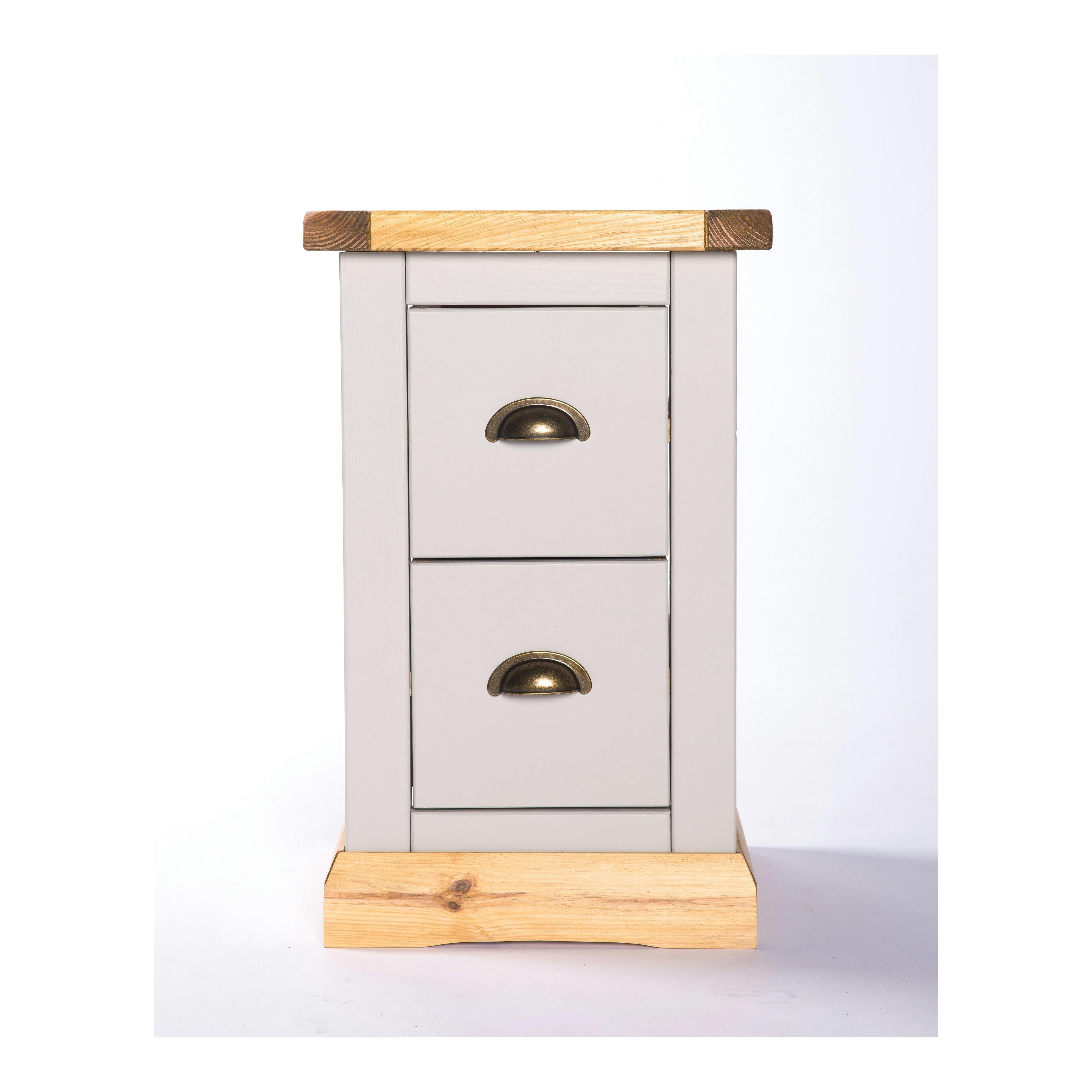 Rackhams Light/Grey Bomporto 2 Drawer Petite Bedside Table