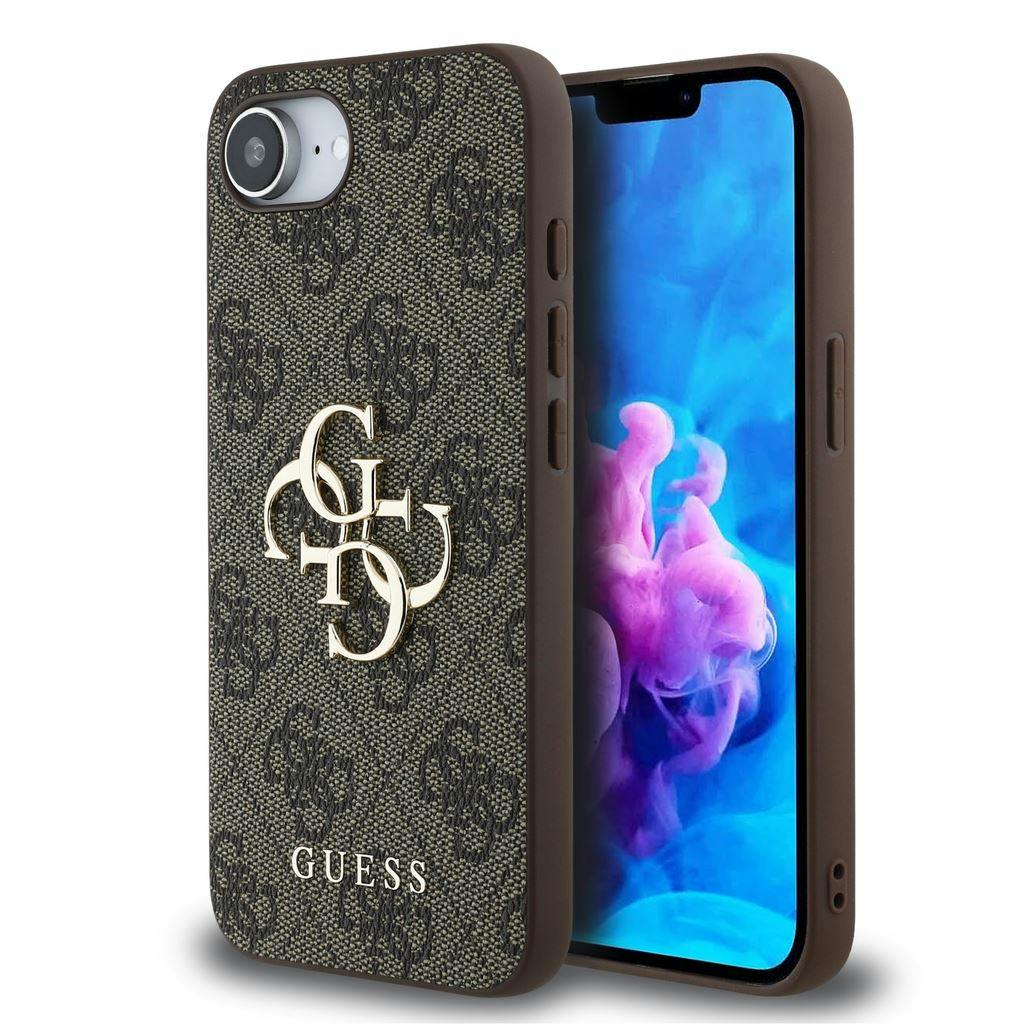 Guess Brown Pu 4G Metal Big Logo Case For Iphone 16E 6.1" - Guhcpse44gmgbr