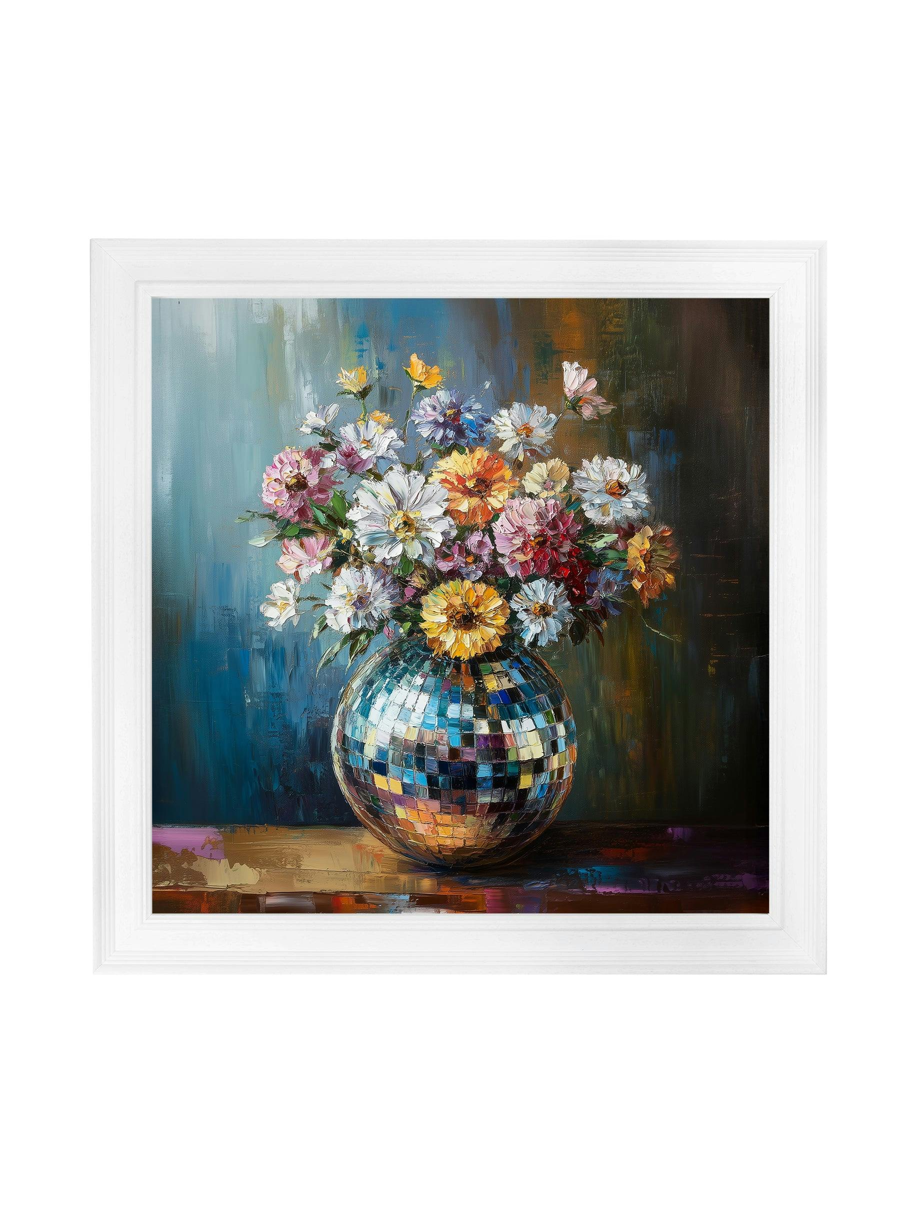 Rackhams White Disco Bloom Wildflowers - Strong Hurstwood Square Frame - Disco Wildflowers - 70 X 70Cm