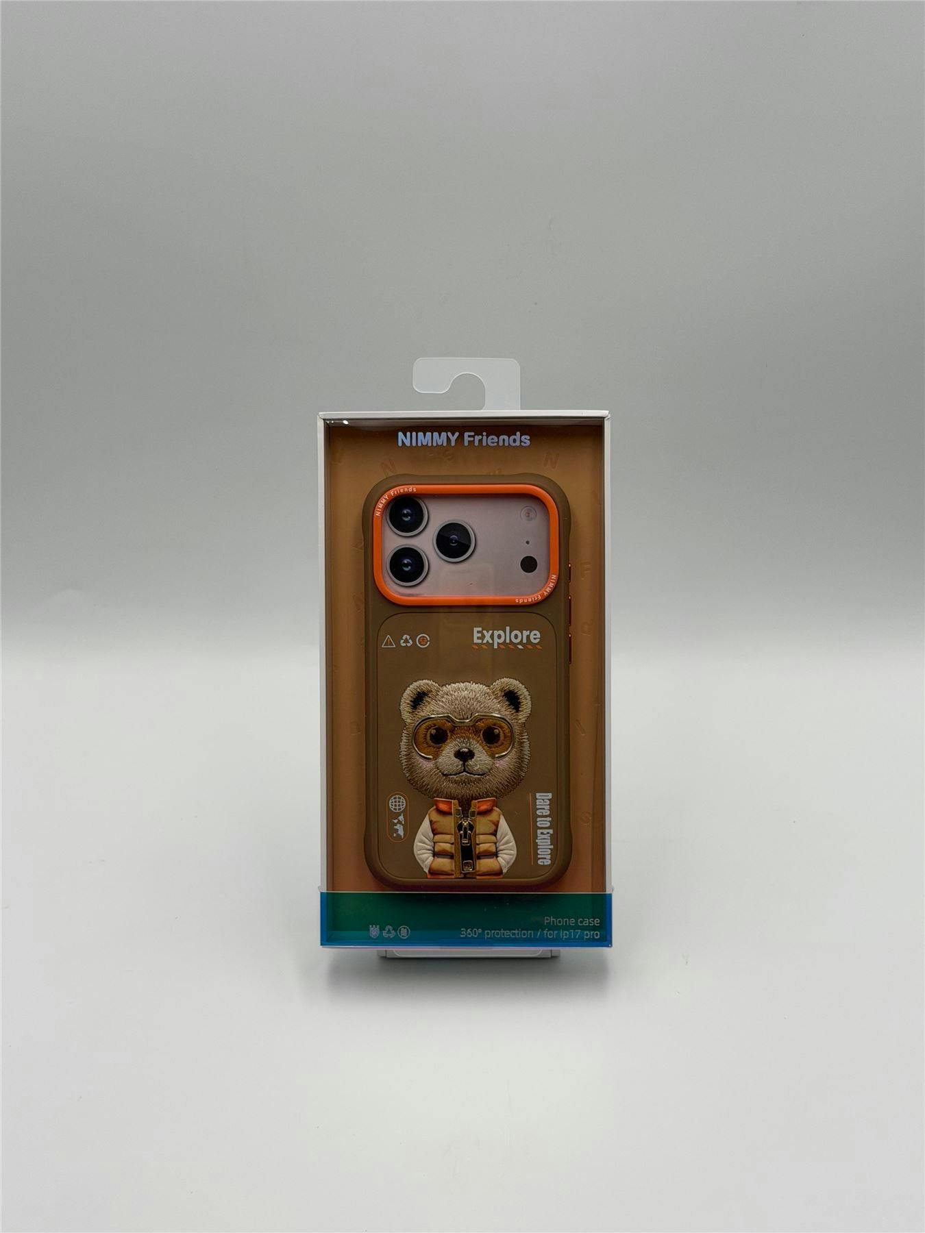 Nimmy Friends Brown/Orange Nimmy Cool & Cute 2.0 Bear Case With Magsafe For Iphone 17 Pro 6.3" - N-Kmll-Ip17-Pro-011-B
