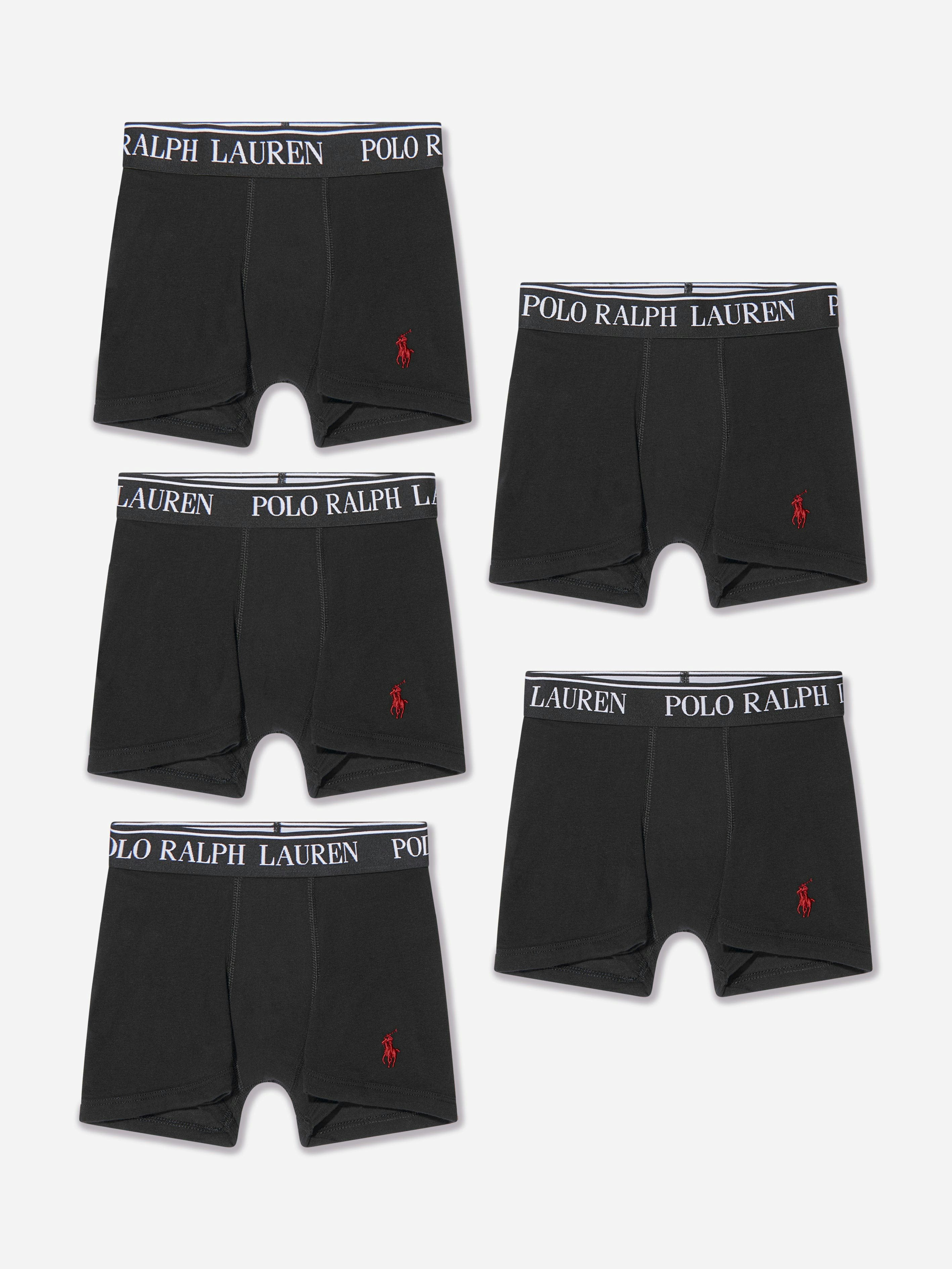 Ralph Lauren Kids Boys Black 5 Pack Boxer Shorts Set In - 18-20 Yrs (Xl)