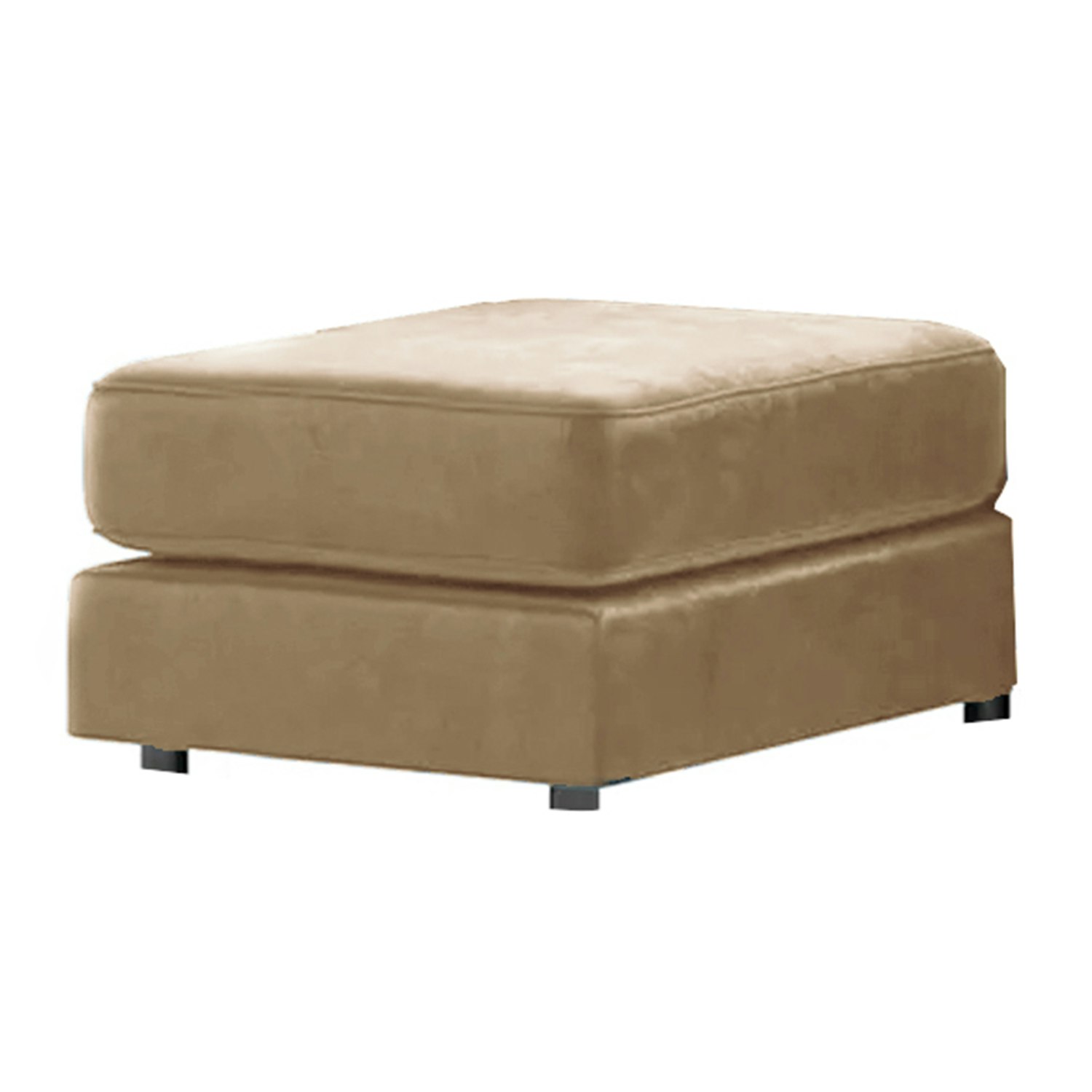 Rackhams Beige Brooklyn Full Foam Plush Velvet Footstool