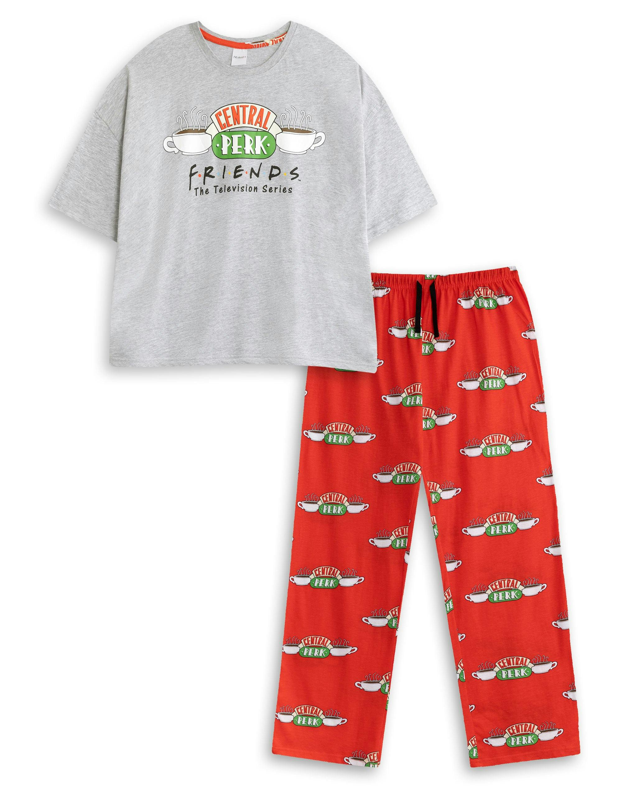 Vanilla Underground Women's Grey Friends Logo Short Sleeve Long Leg Pyjama Set - XX-Large
