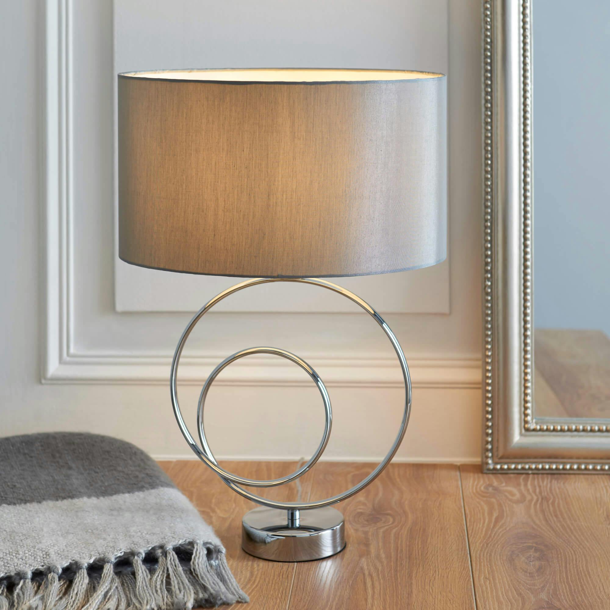 Rackhams Grey Links Chrome Table Lamp