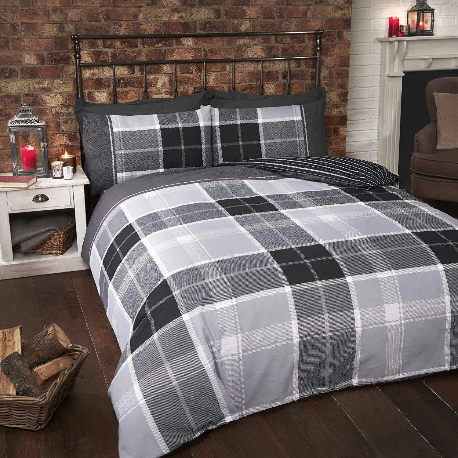 Homespace Direct Grey Lothian Duvet Cover Set - Double