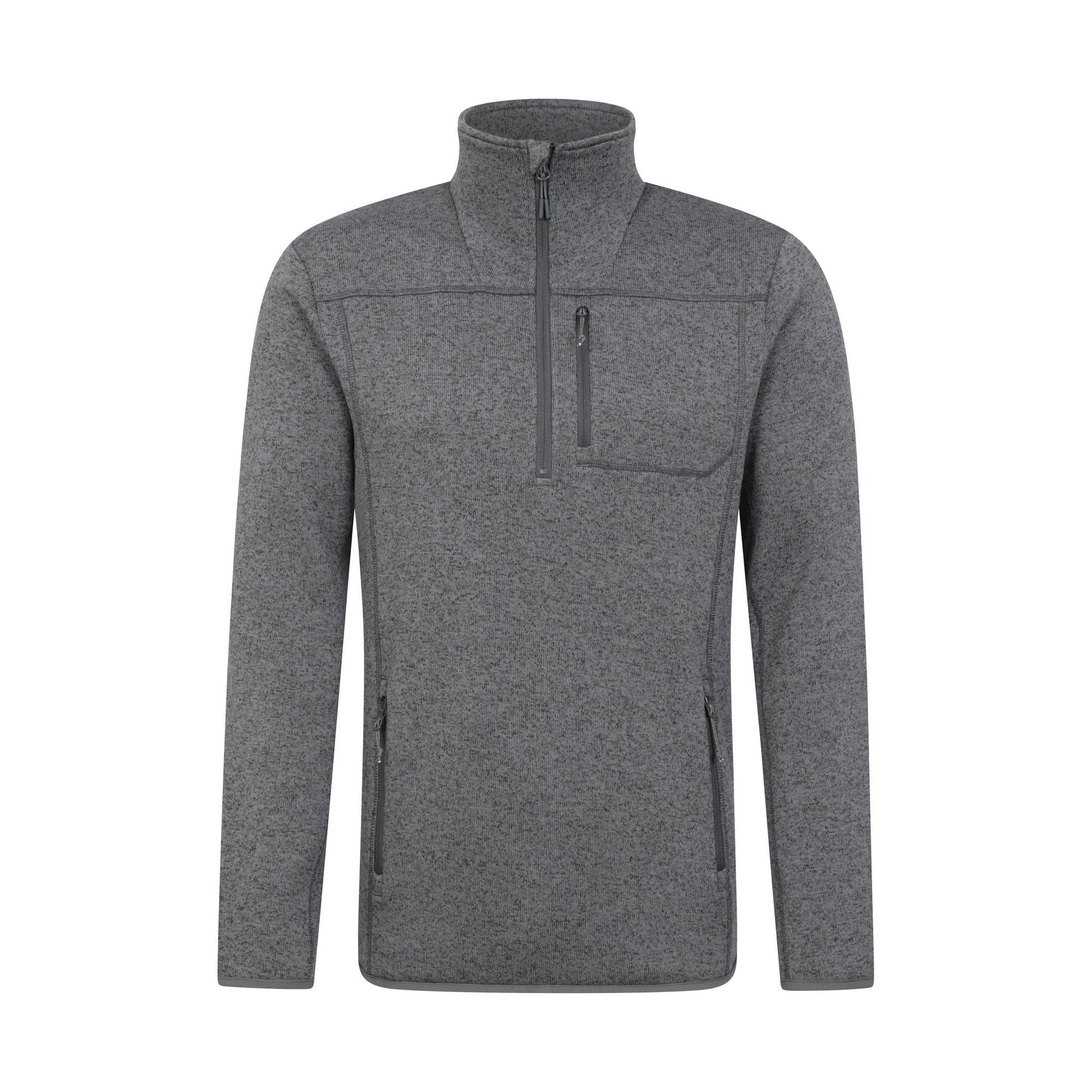 Mountain Warehouse Men's Grey Helford Half Zip Fleece Top - Xxs - 100% Recycled Polyester
