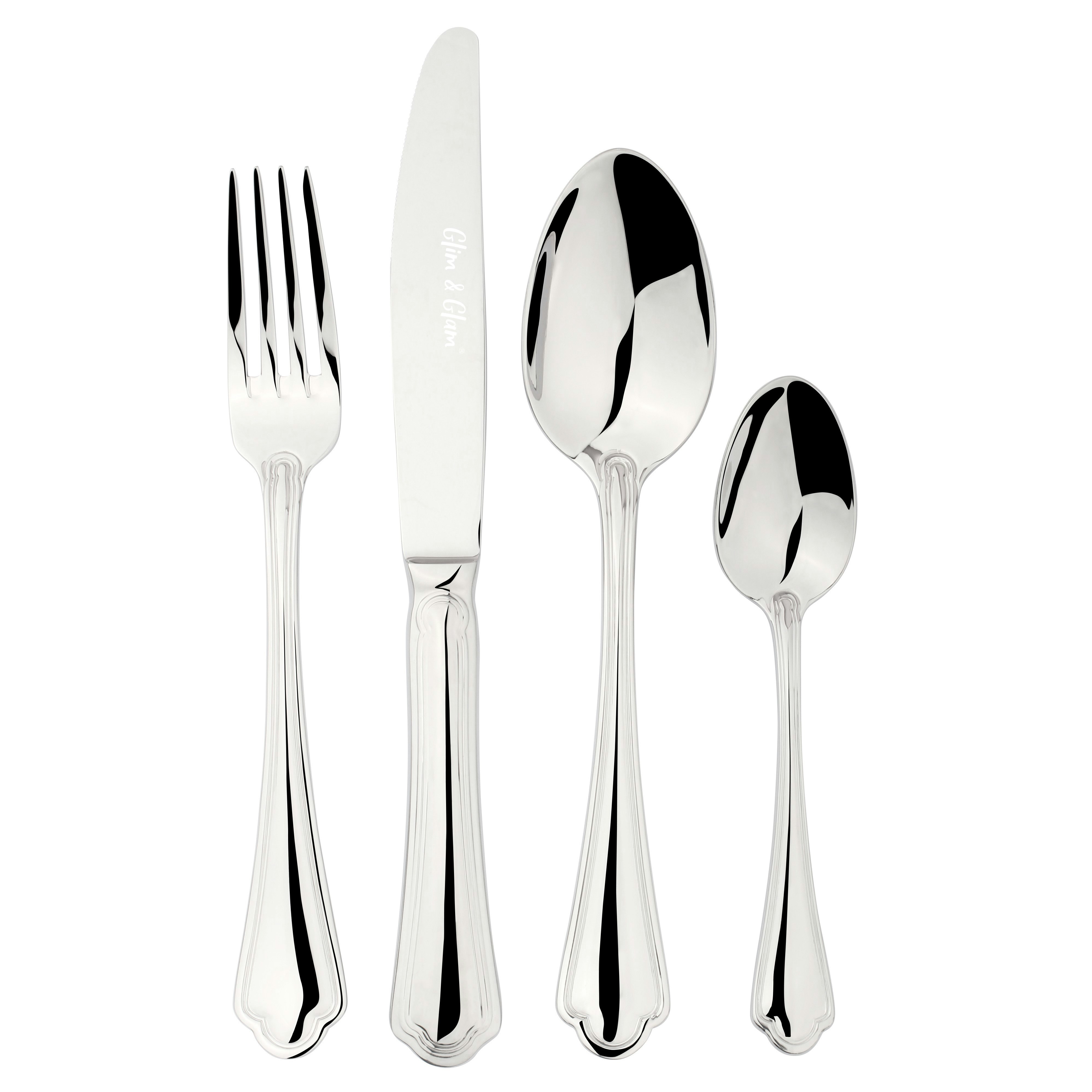 Rackhams Cutlery Sets 18/8 Stainless Steel 32Pc Set Alhambra - Chrome - Stainless Steel