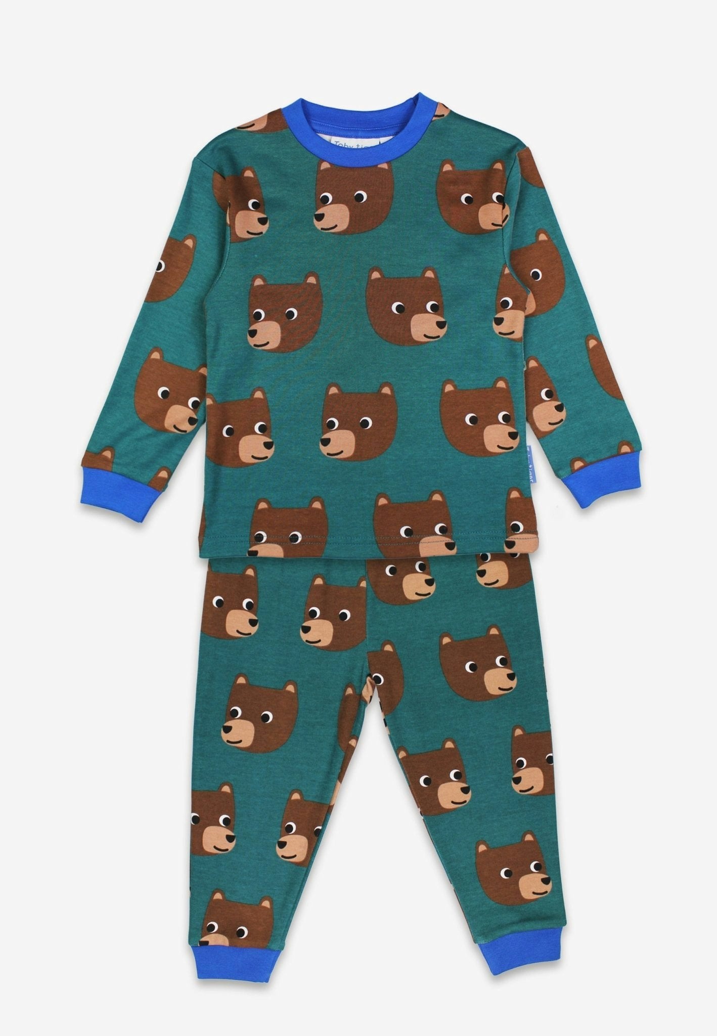 Toby Tiger Brown Organic Bear Print Pyjamas - 7-8Y / 128Cm