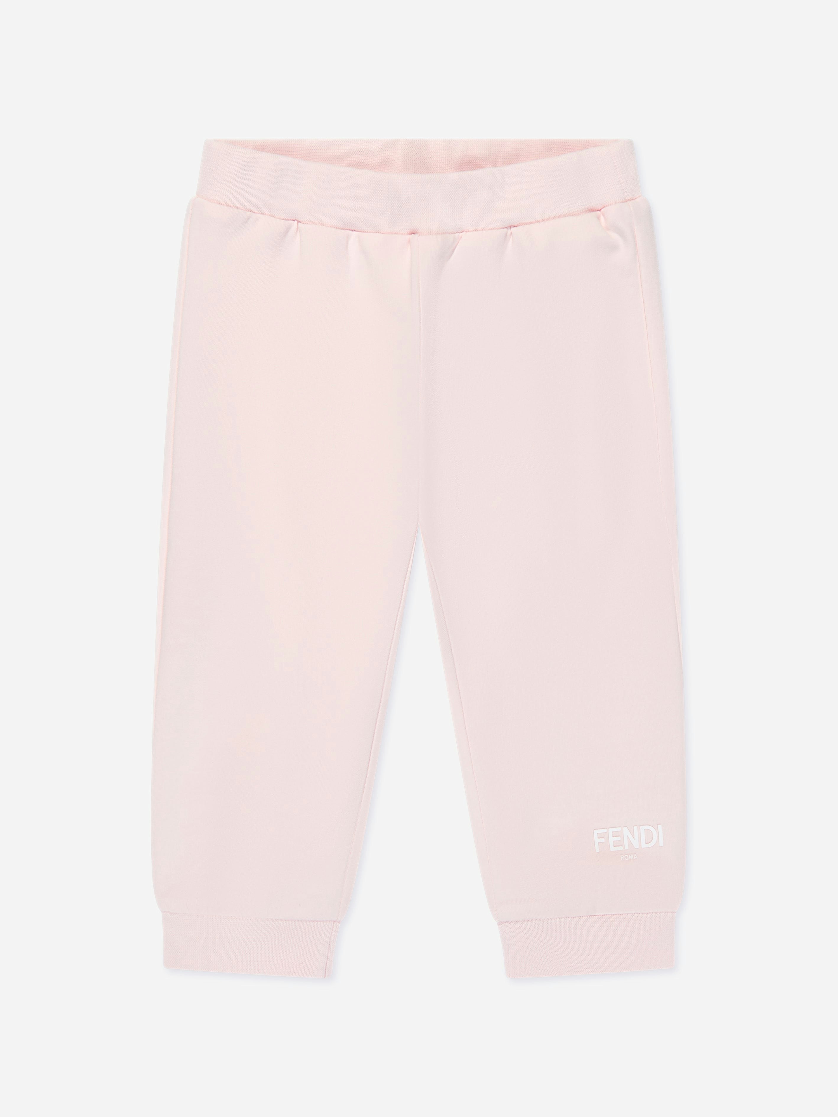 Fendi Kids Girls Pink Fendi Baby Logo Joggers In - 18 Mths