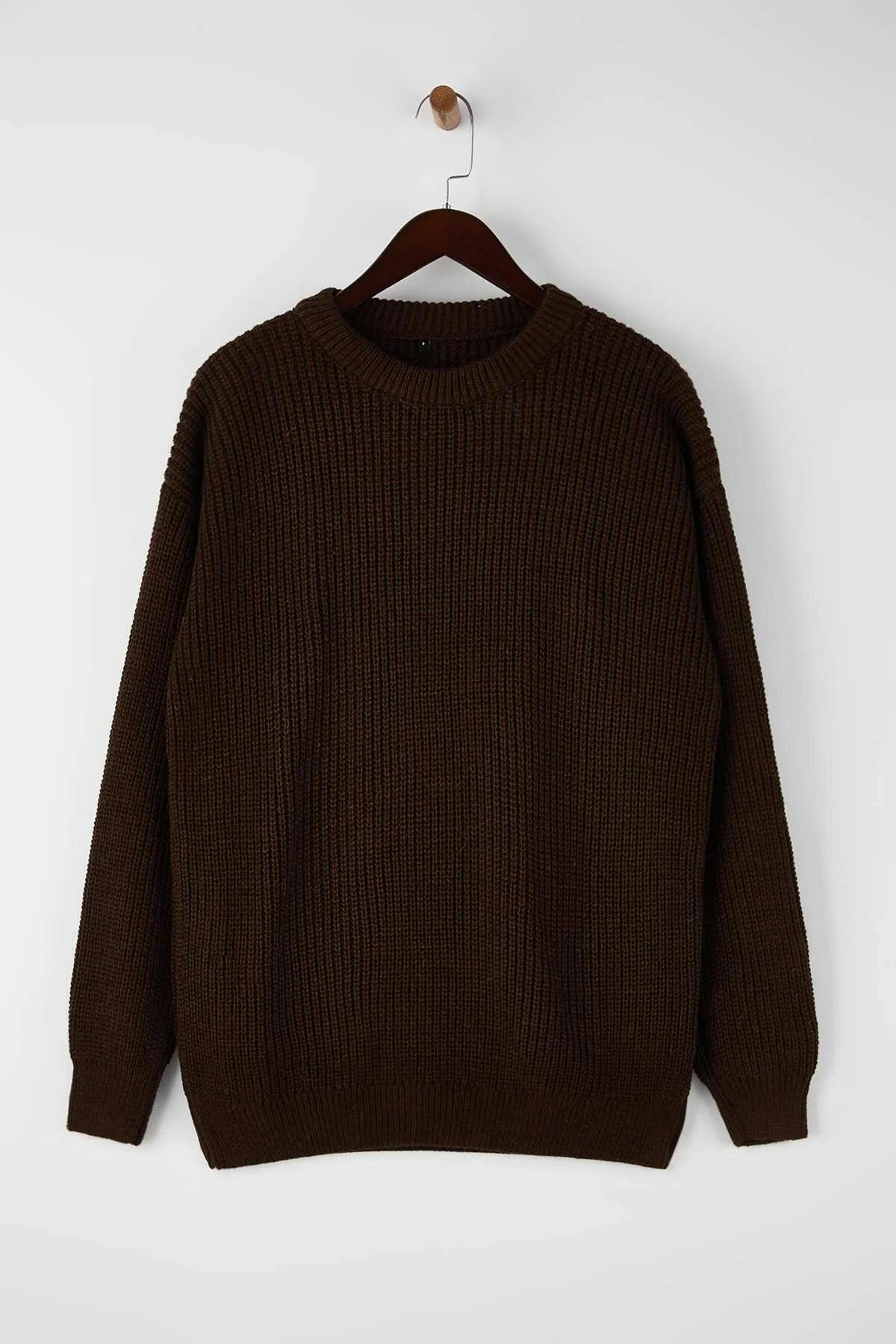 Wovcor Men's Brown Crew Neck Sweater - Xl