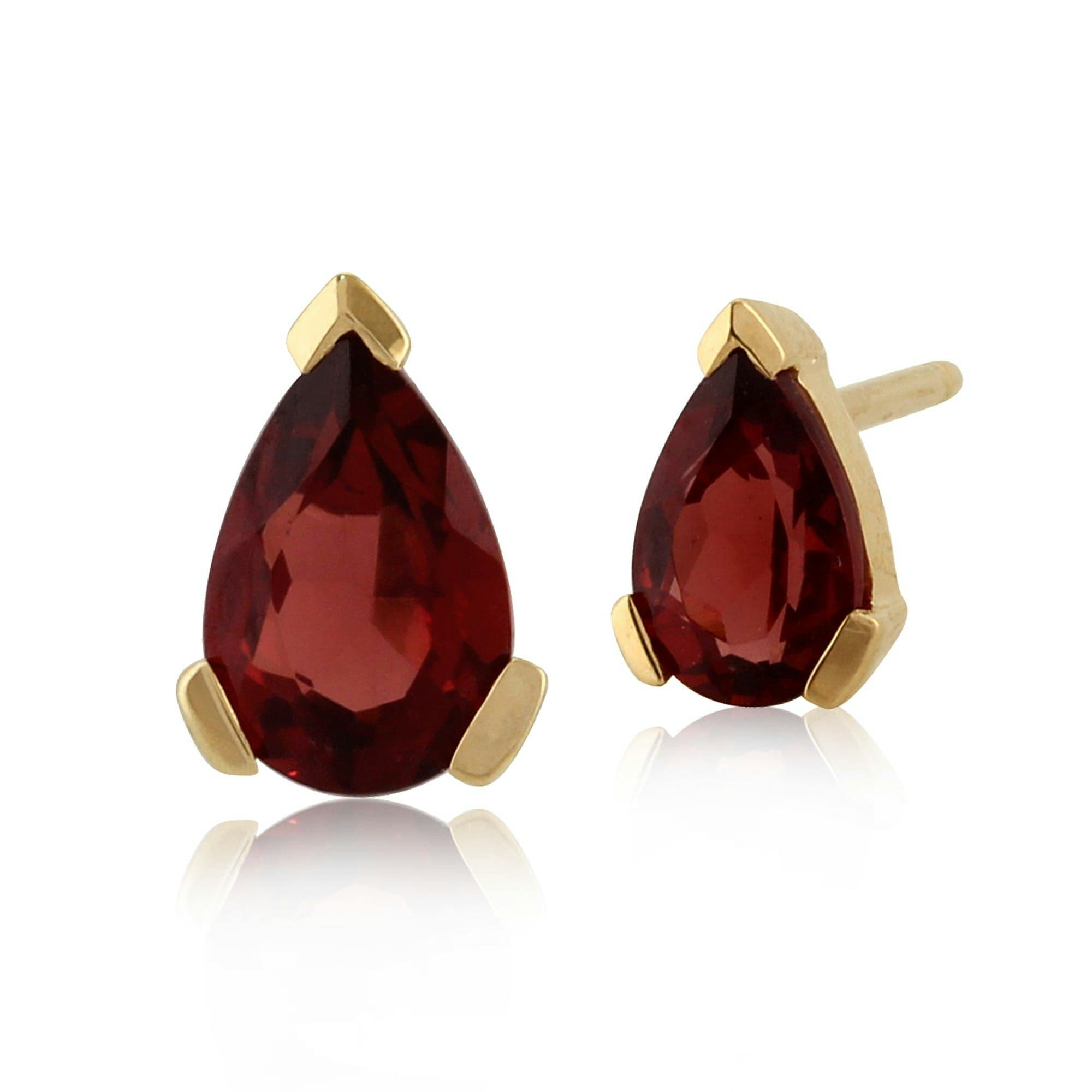 Gemondo Yellow/Gold Classic Pear Garnet Stud Earrings In 9Ct