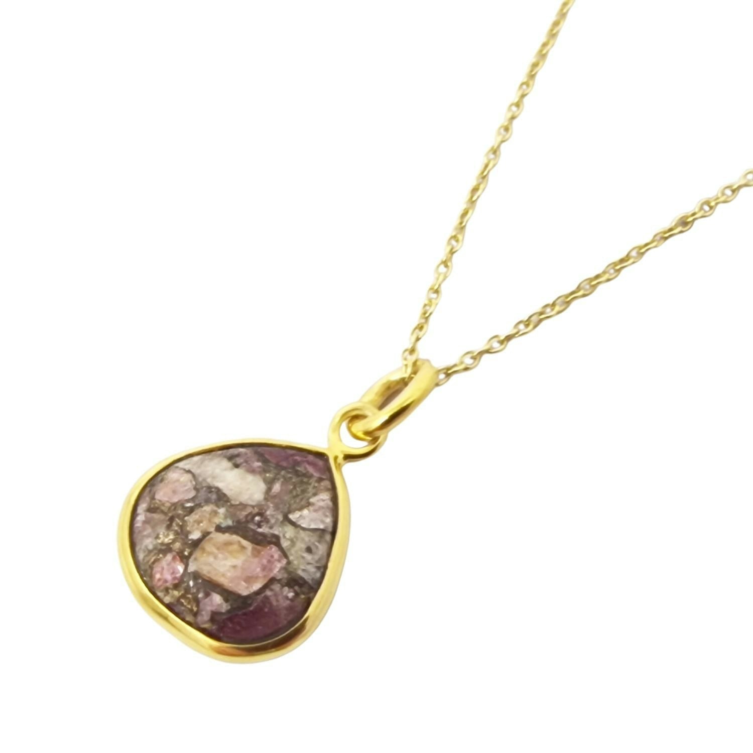 Harfi Gold/Pink 18Ct Plated Tourmaline October Birthstone Fine Necklace