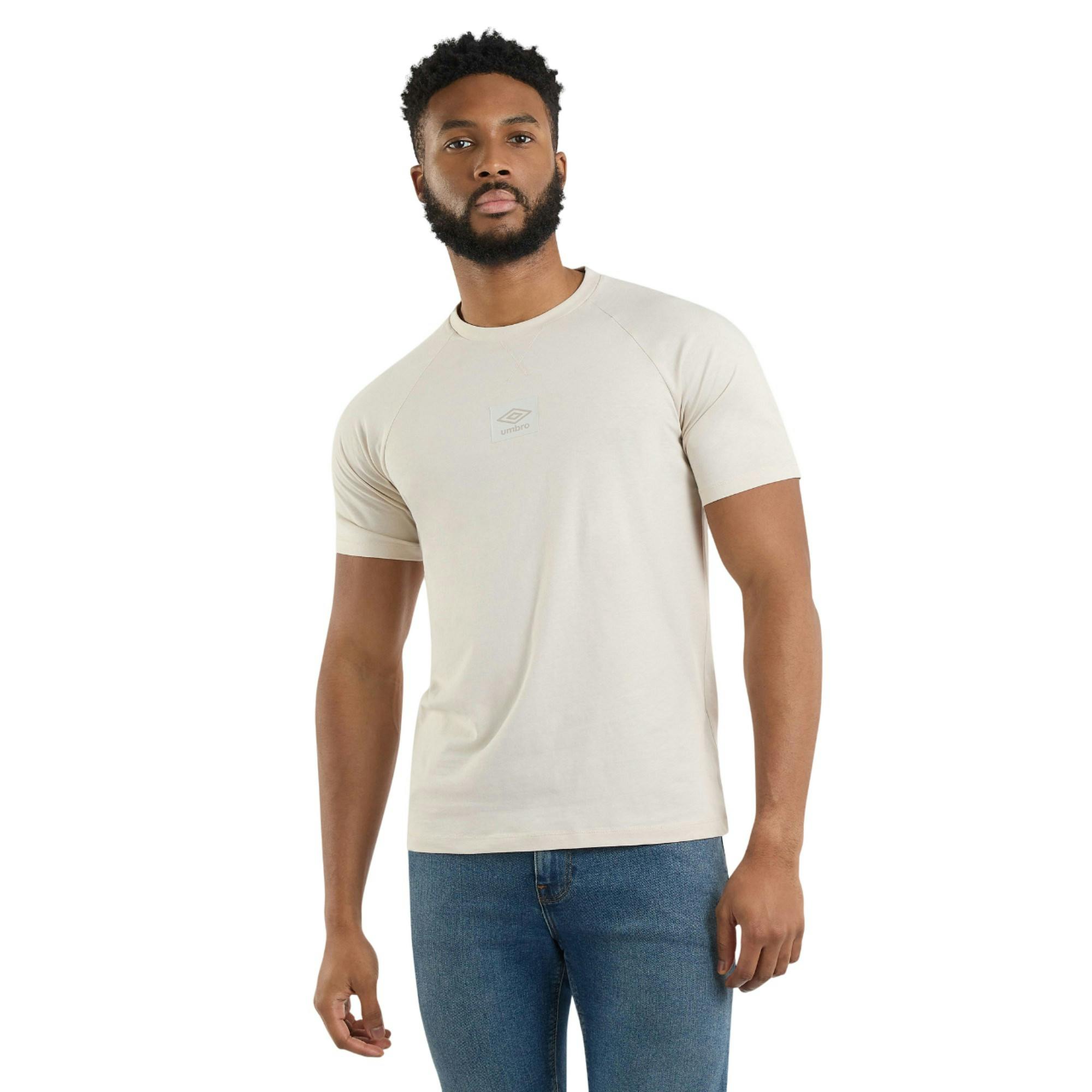 Umbro Men's White Layered Box Logo T-Shirt - Sand - Sand - M